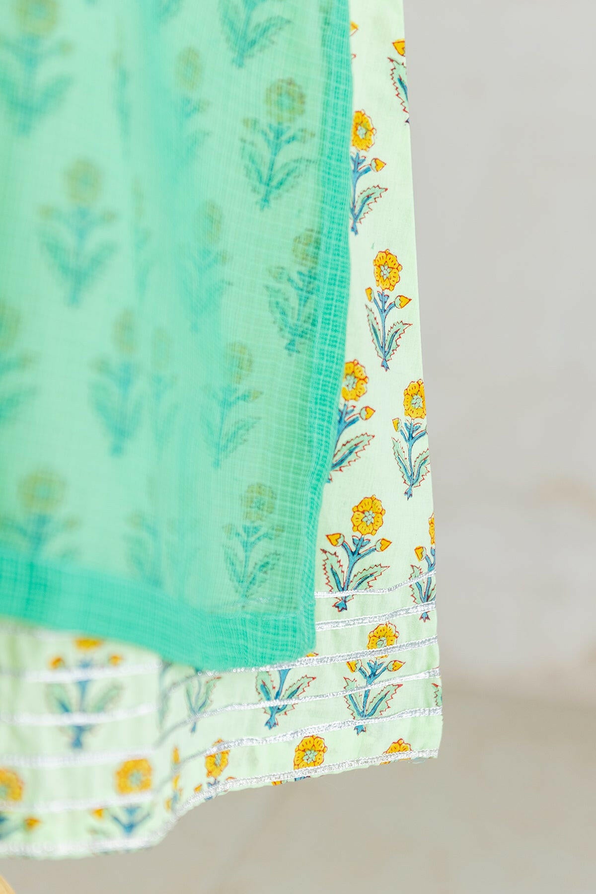 Mint Green Kota Doria Kurta