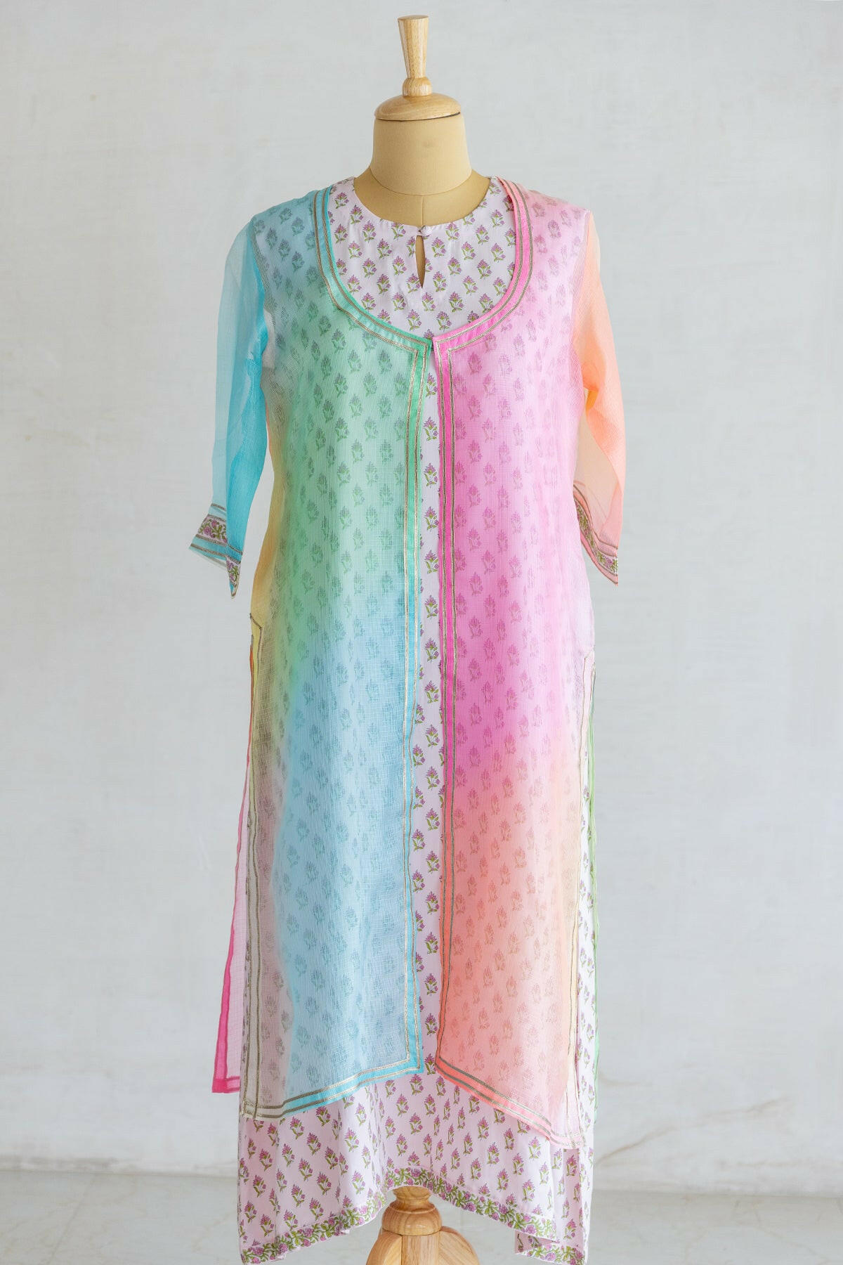 Rainbow Kota Silk Kurta