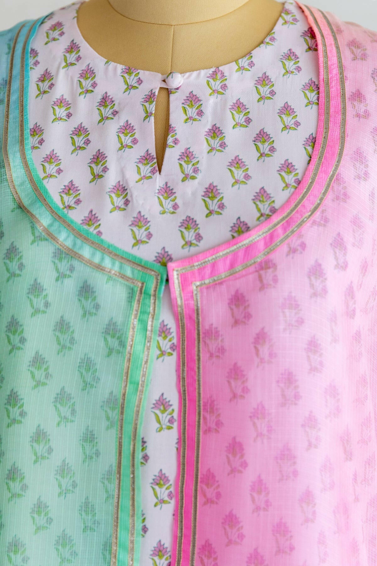 Rainbow Kota Silk Kurta
