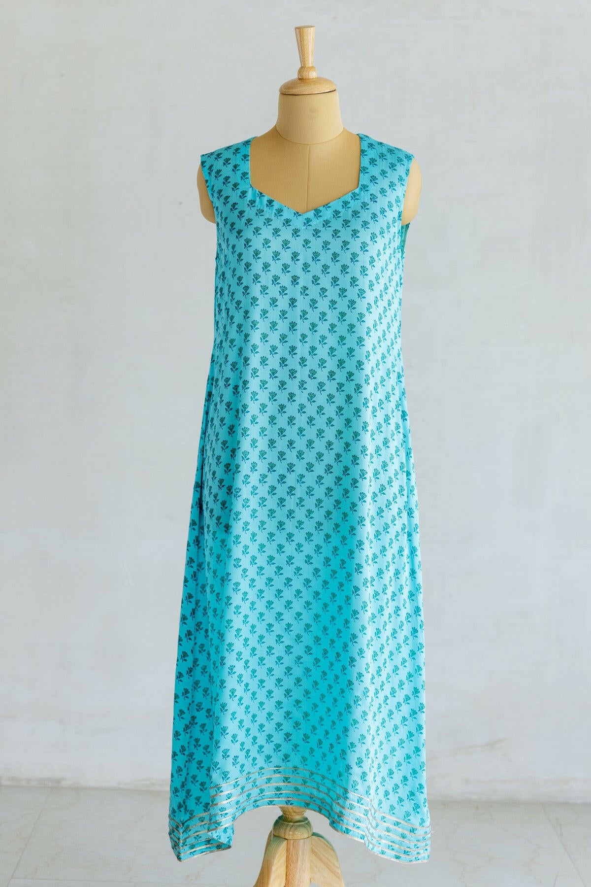 Serenity Blue Kota Silk Kurta