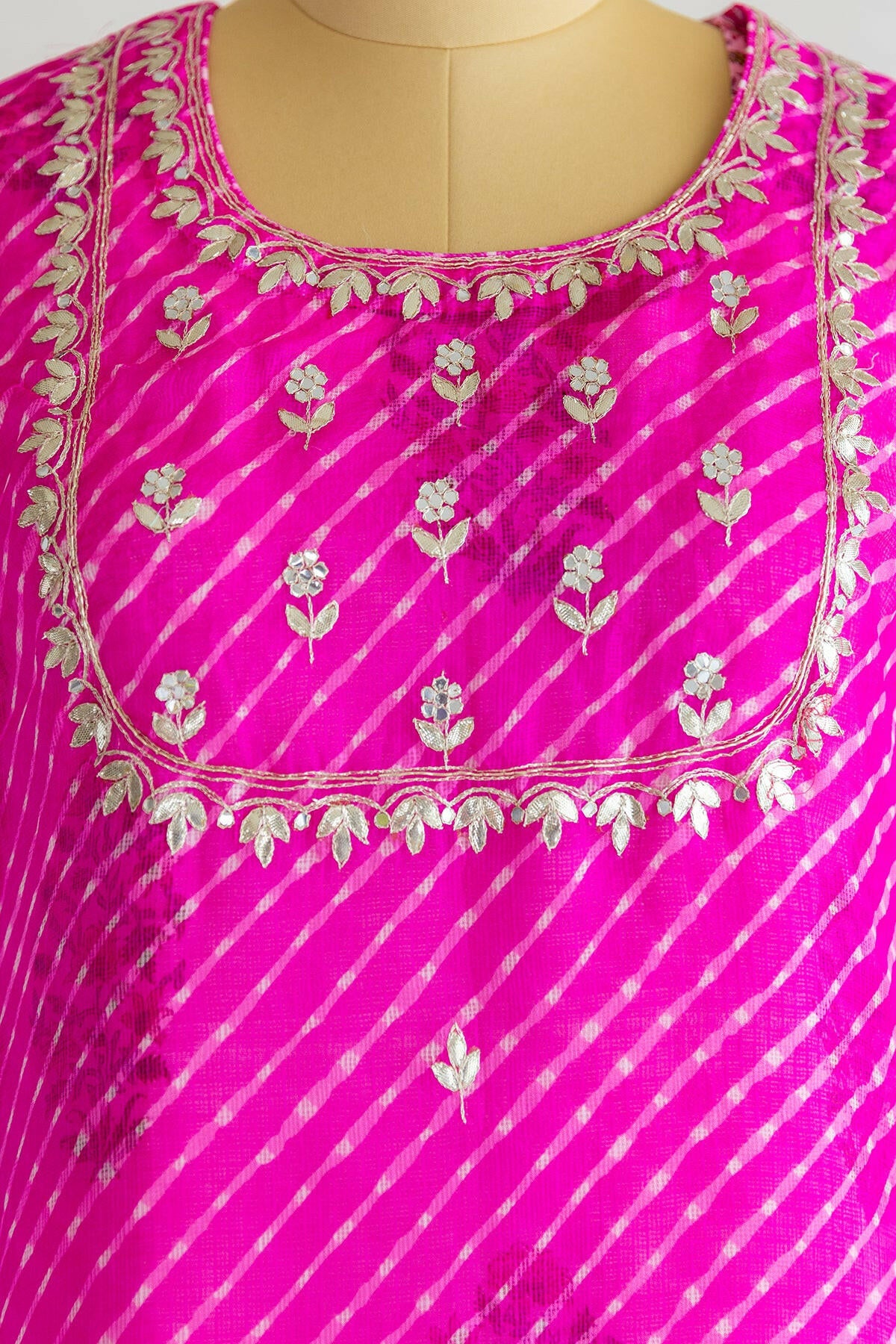 Pink Mothra Kota Silk Kurta