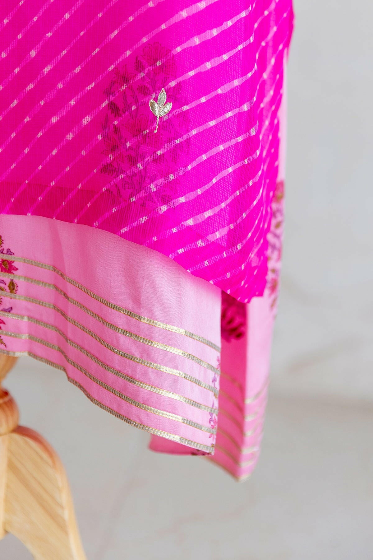 Pink Mothra Kota Silk Kurta