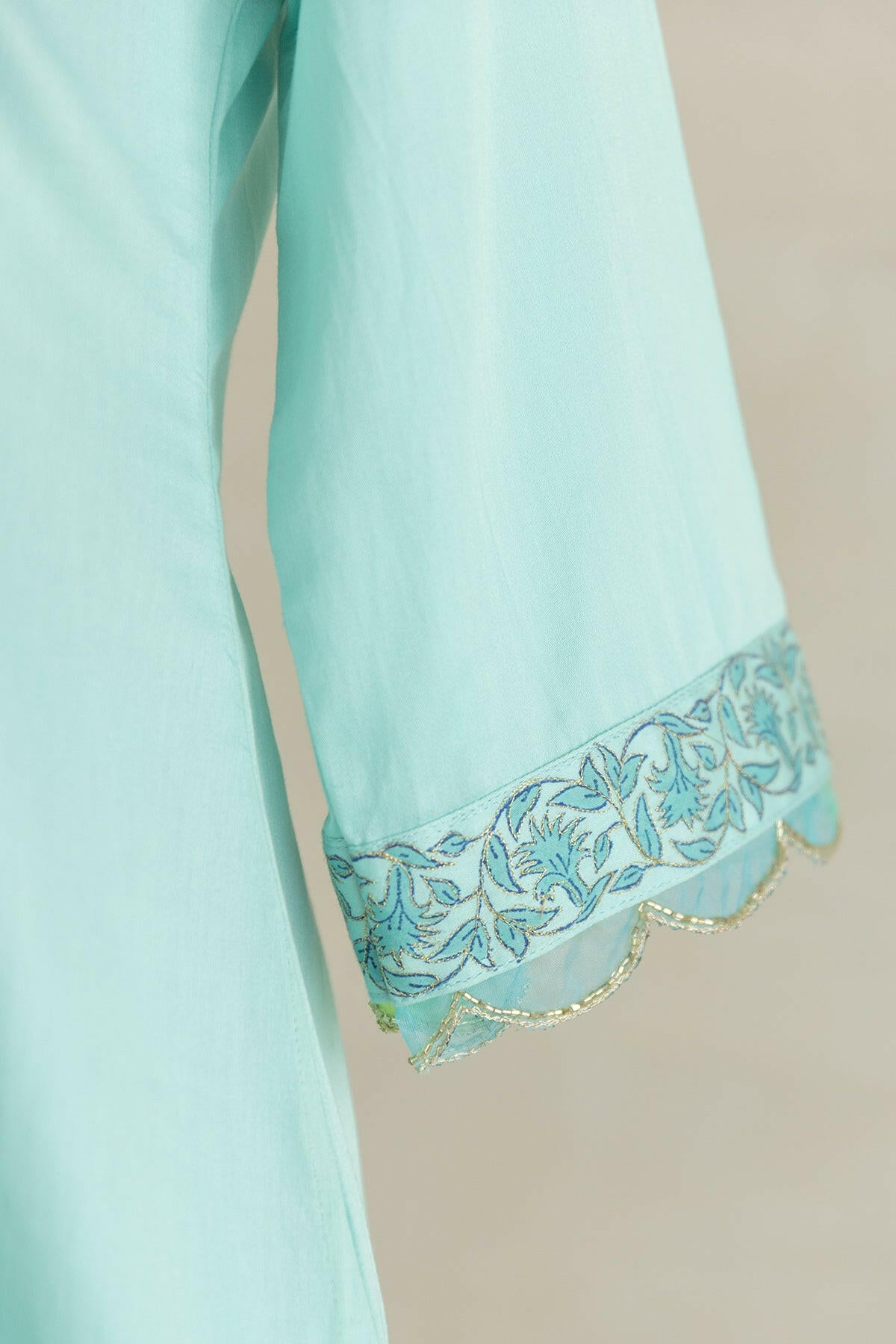 Aqua Blue Necklace Kurta Set