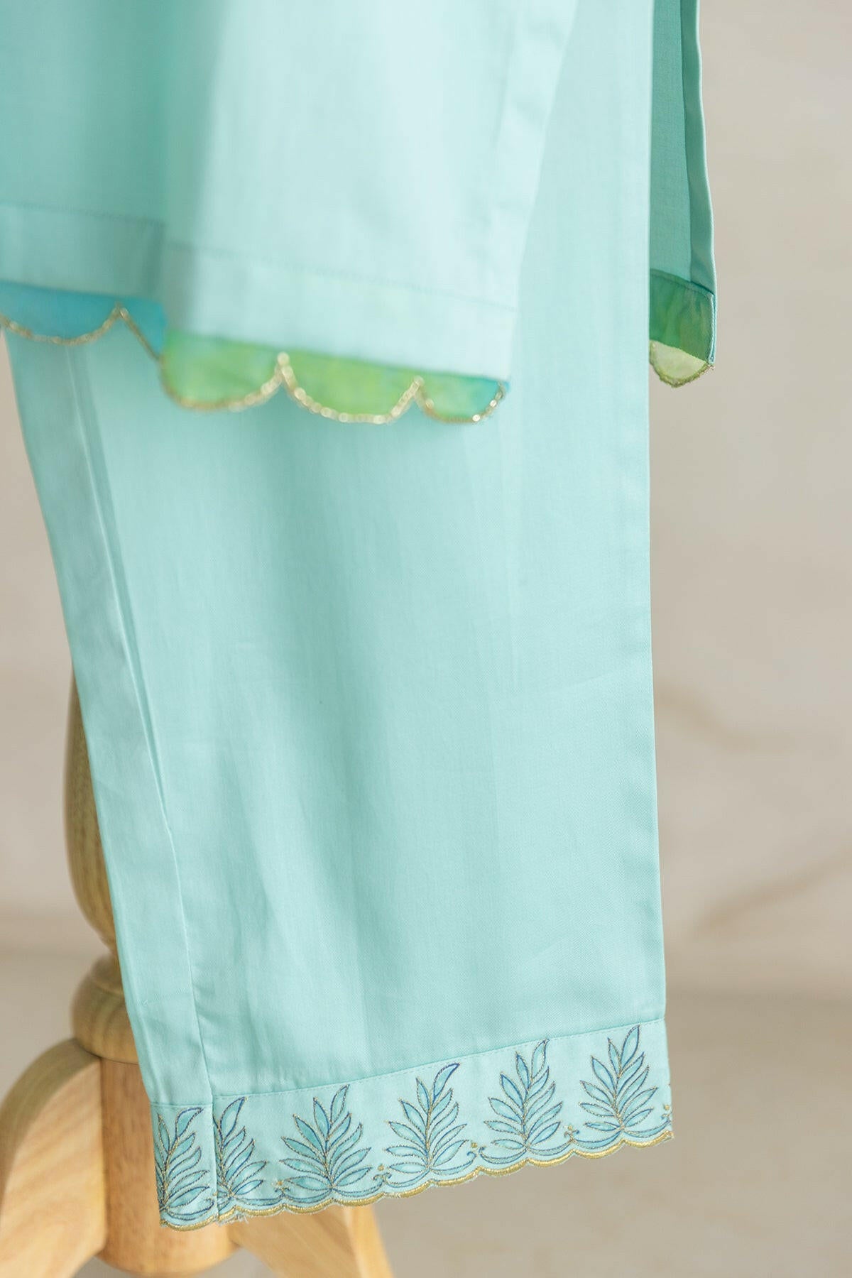 Aqua Blue Necklace Kurta Set