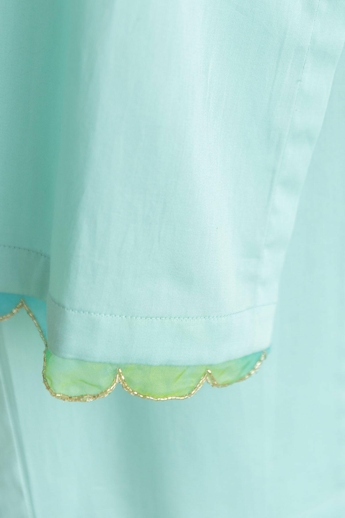 Aqua Blue Necklace Kurta Set