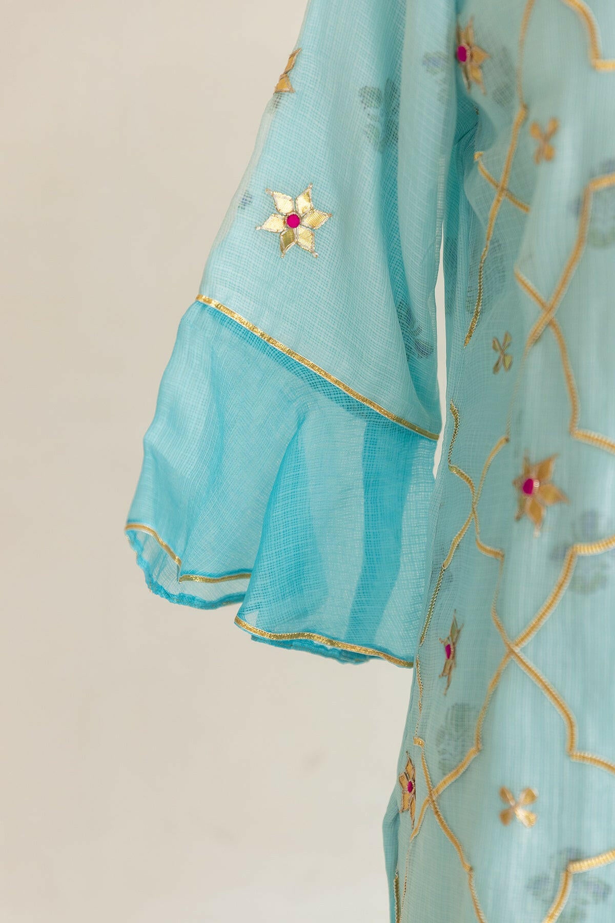 Light Blue Ombre Kota Silk Kurta Set