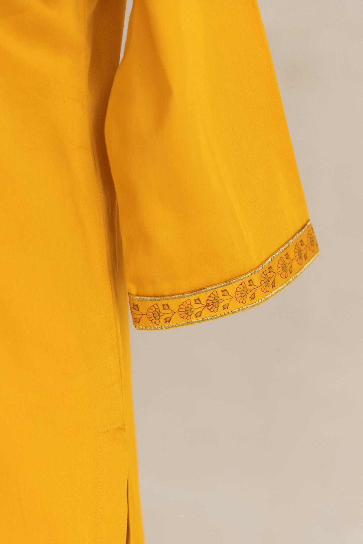 Mango Yellow Necklace Kurta Set