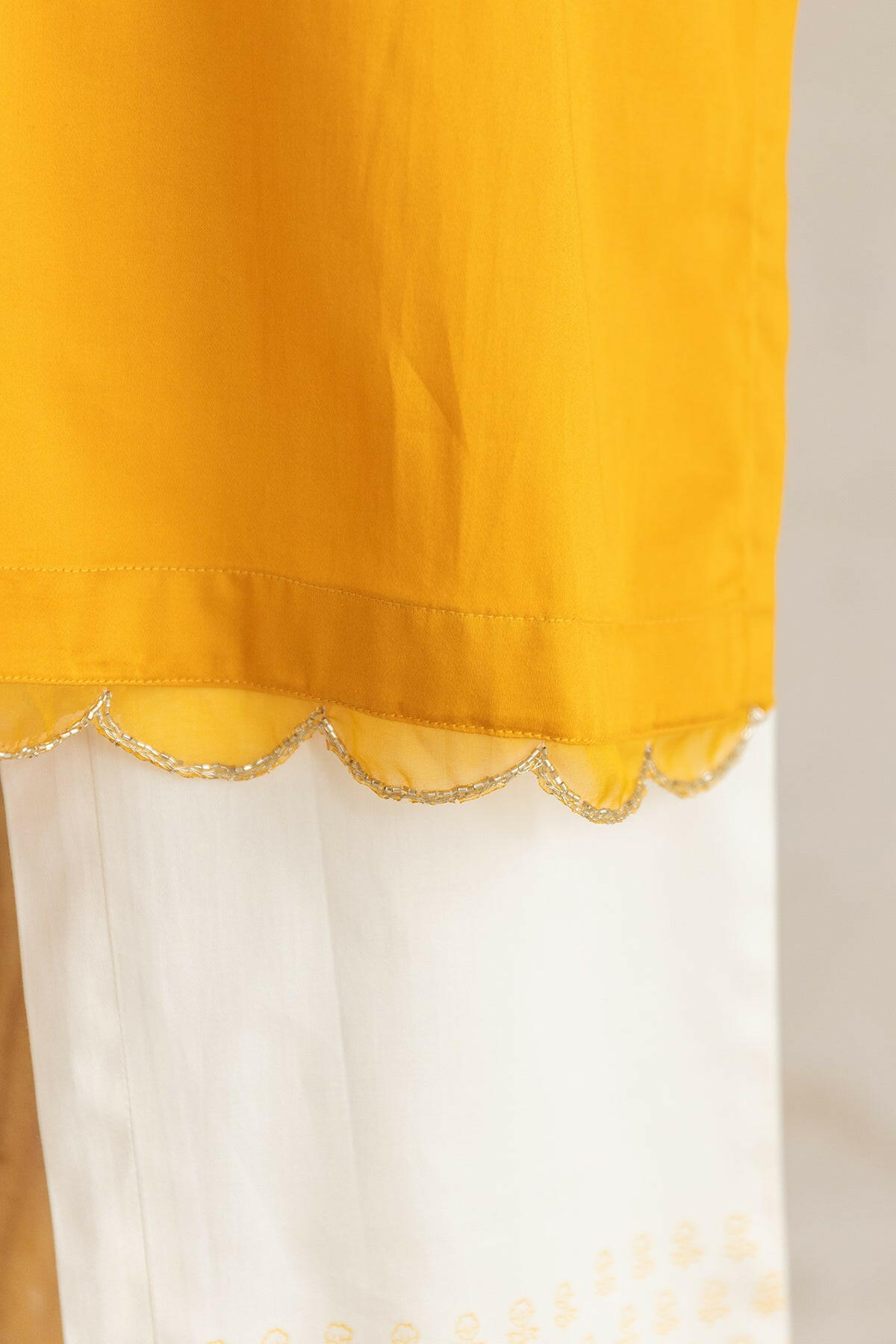 Mango Yellow Necklace Kurta Set