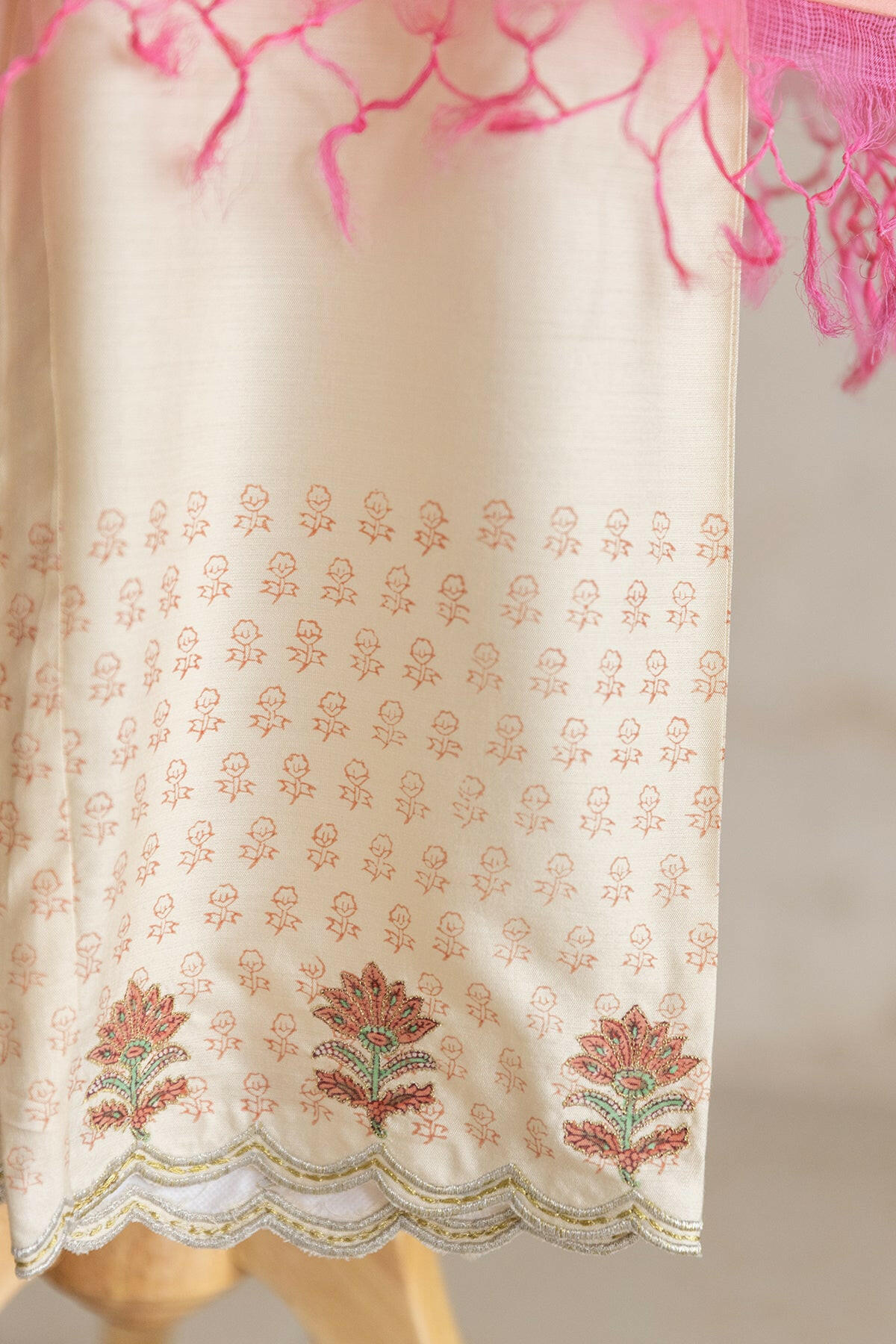 Peach Necklace Kurta Set