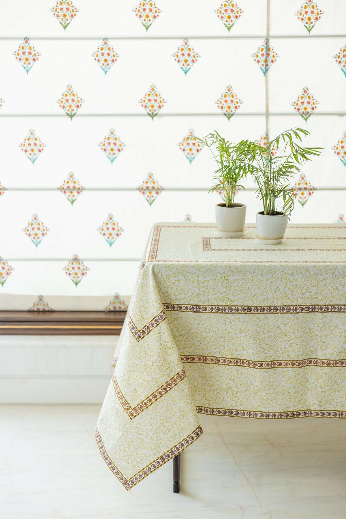 Off White Floral Table Cover