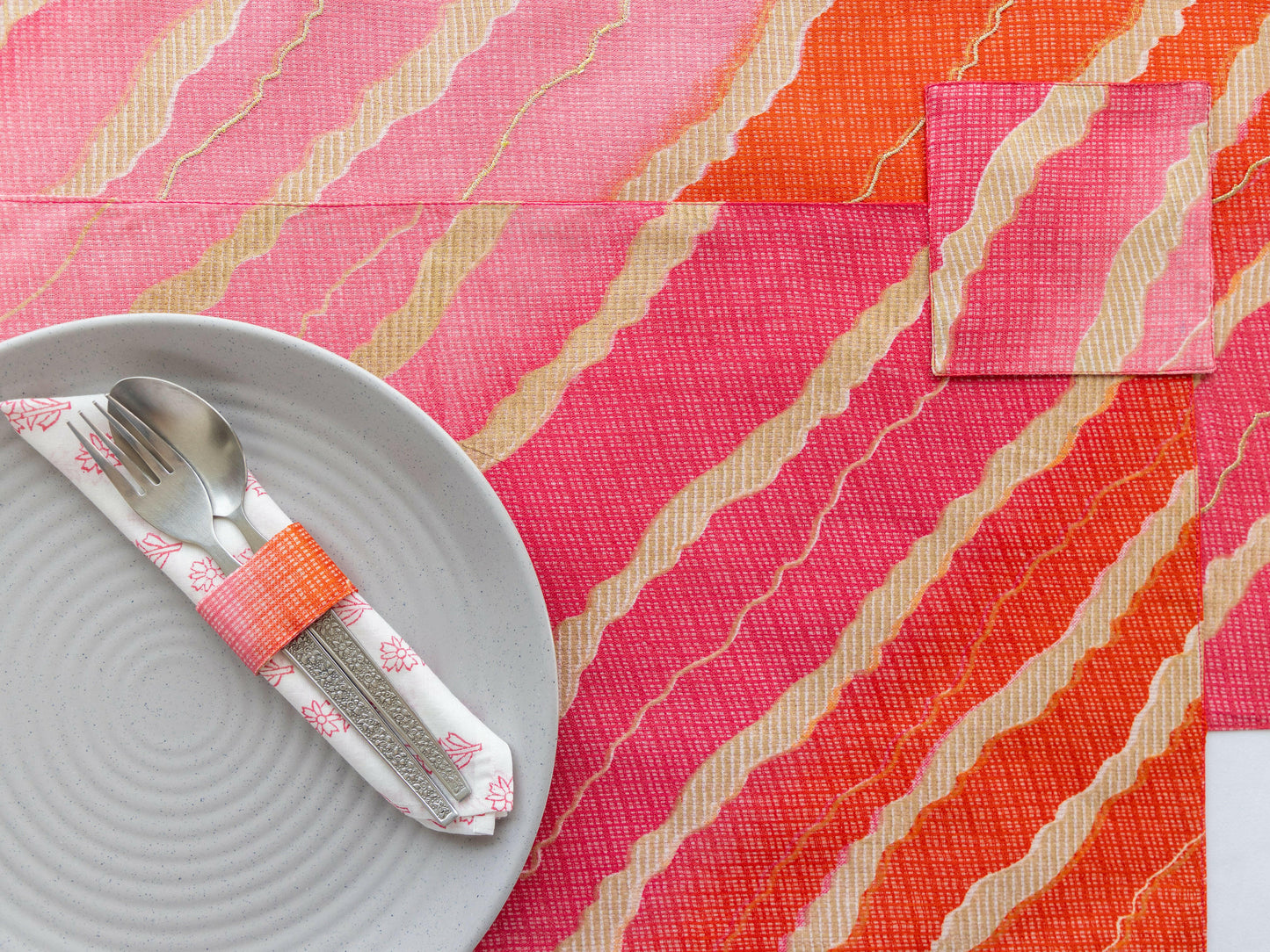 Pink Kota Doria Table Set