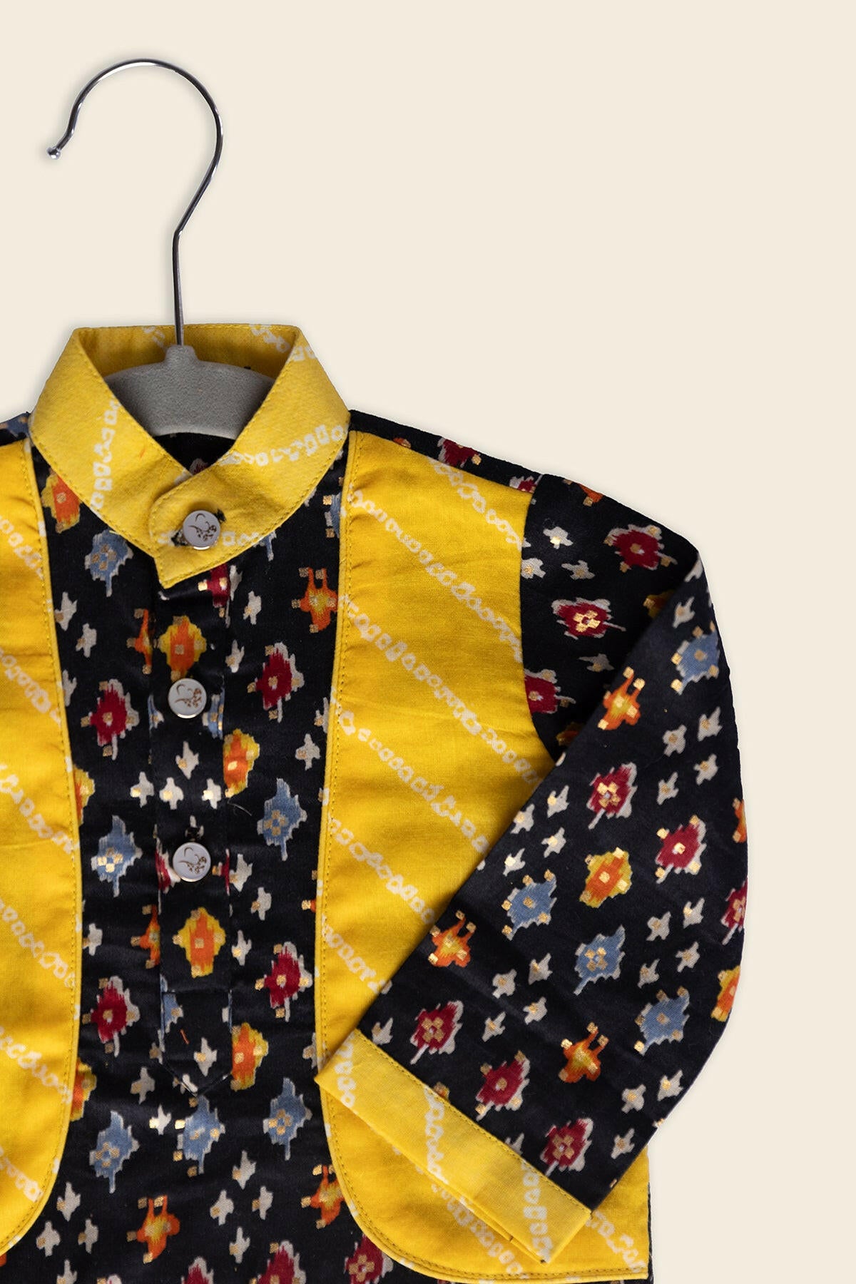 Vibrant Yellow Black Kurta
