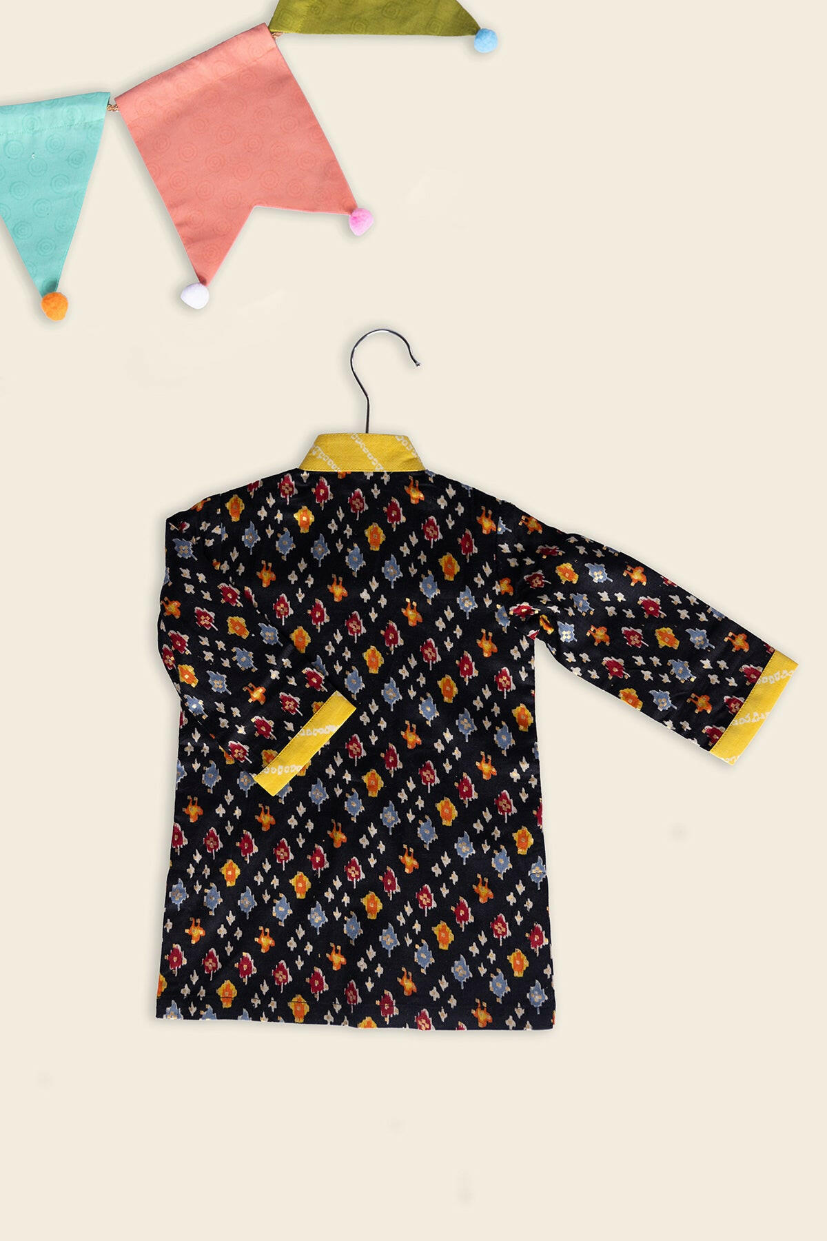 Vibrant Yellow Black Kurta