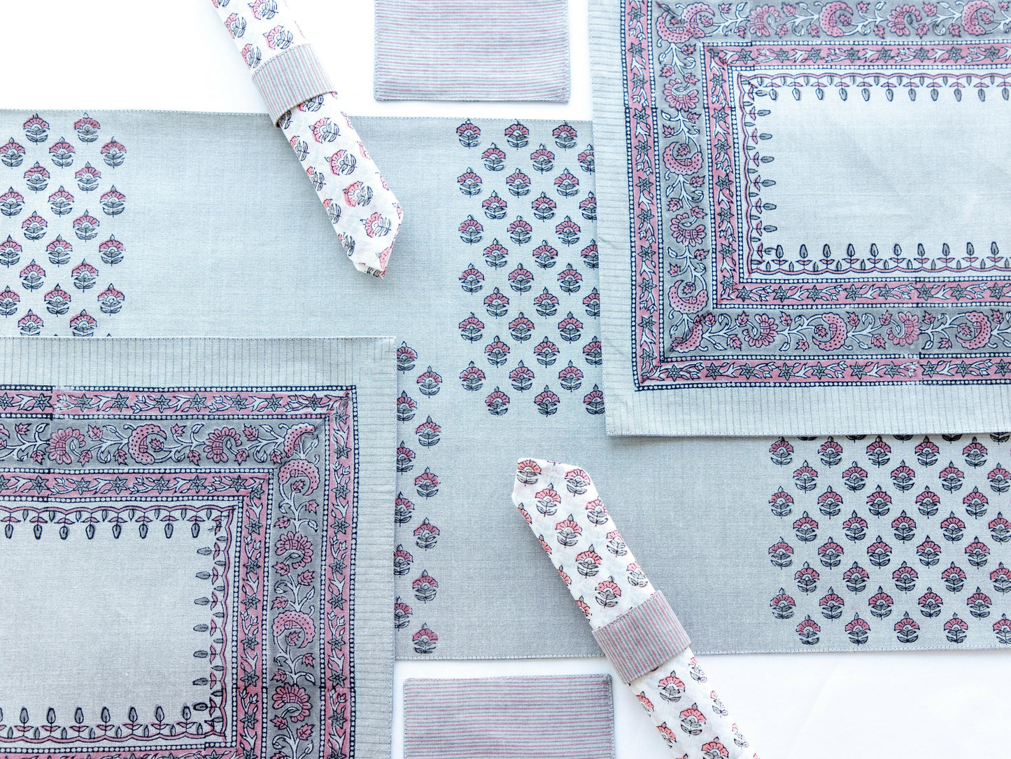 Steel Grey Floral Table Set