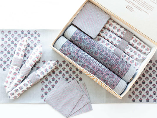 Steel Grey Floral Table Set