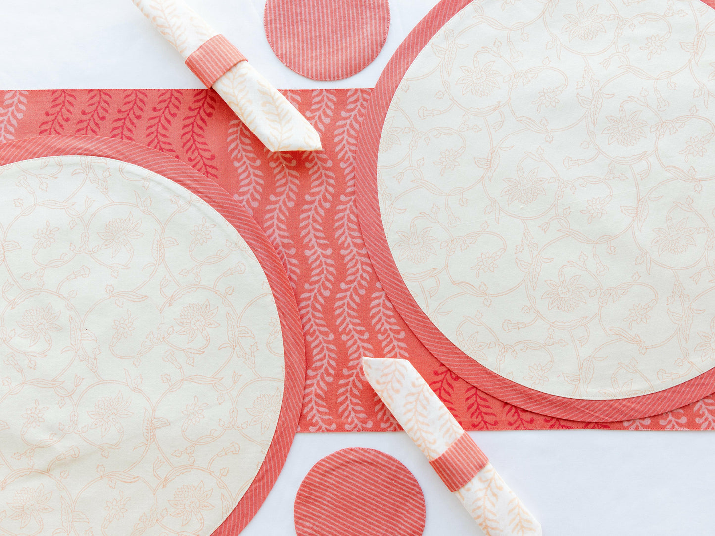 Round Peach Chevron Table Set