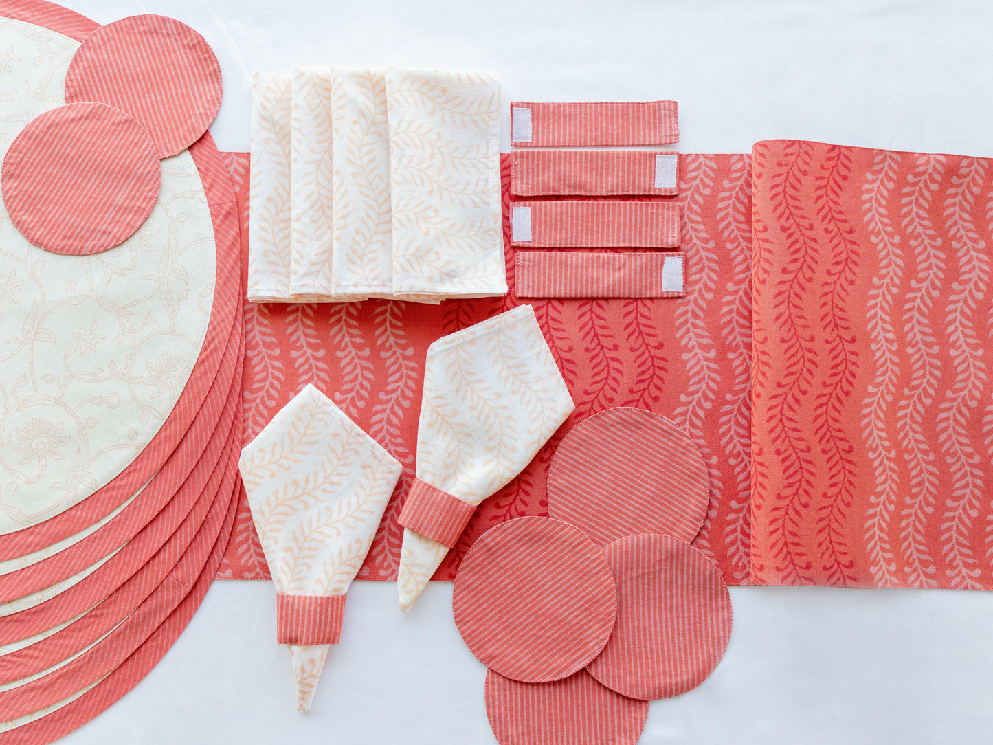 Round Peach Chevron Table Set
