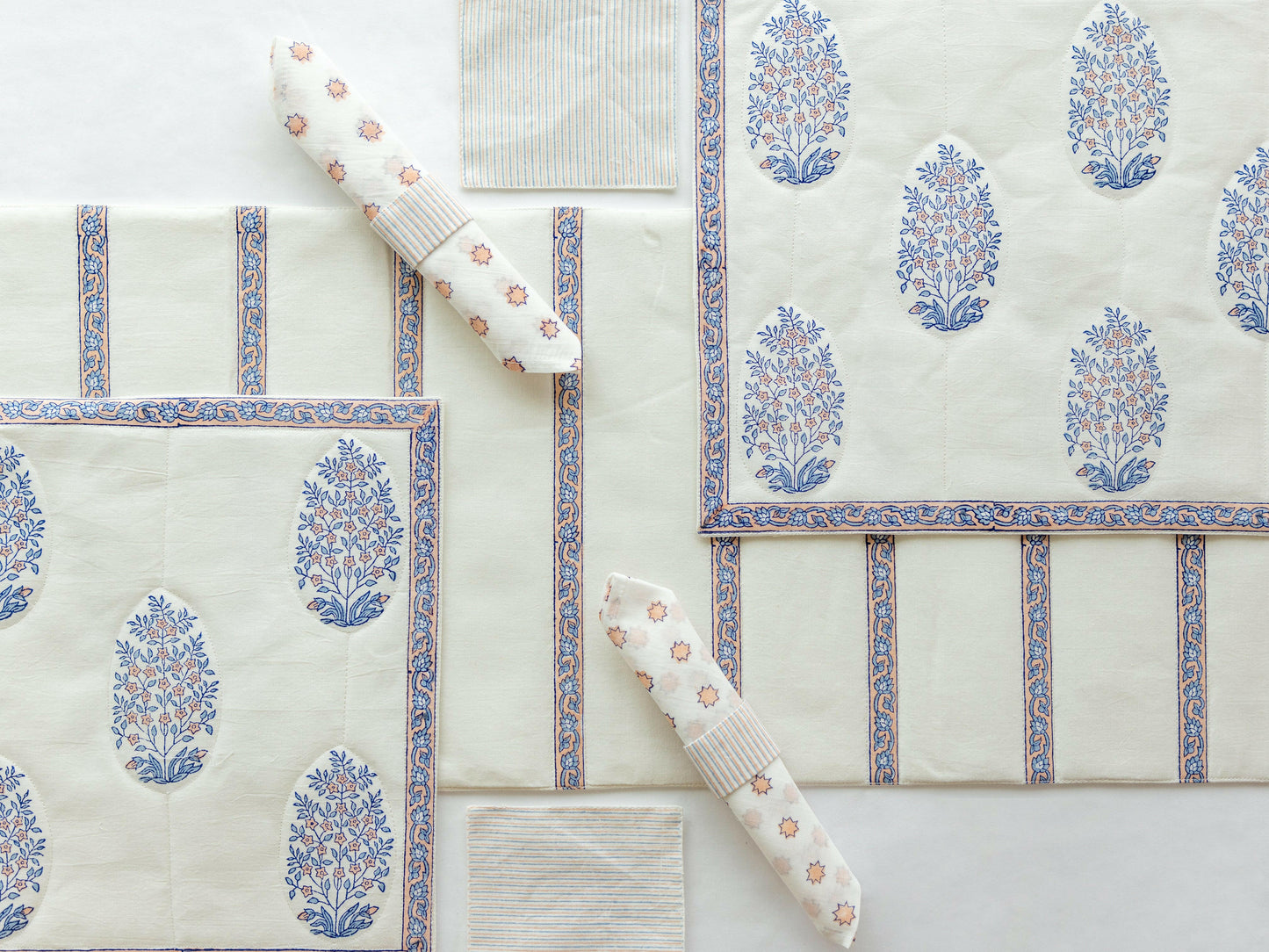Quilted White & Blue Table Set