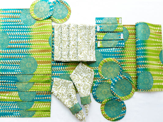 Green Festive Kota Doria Table Set