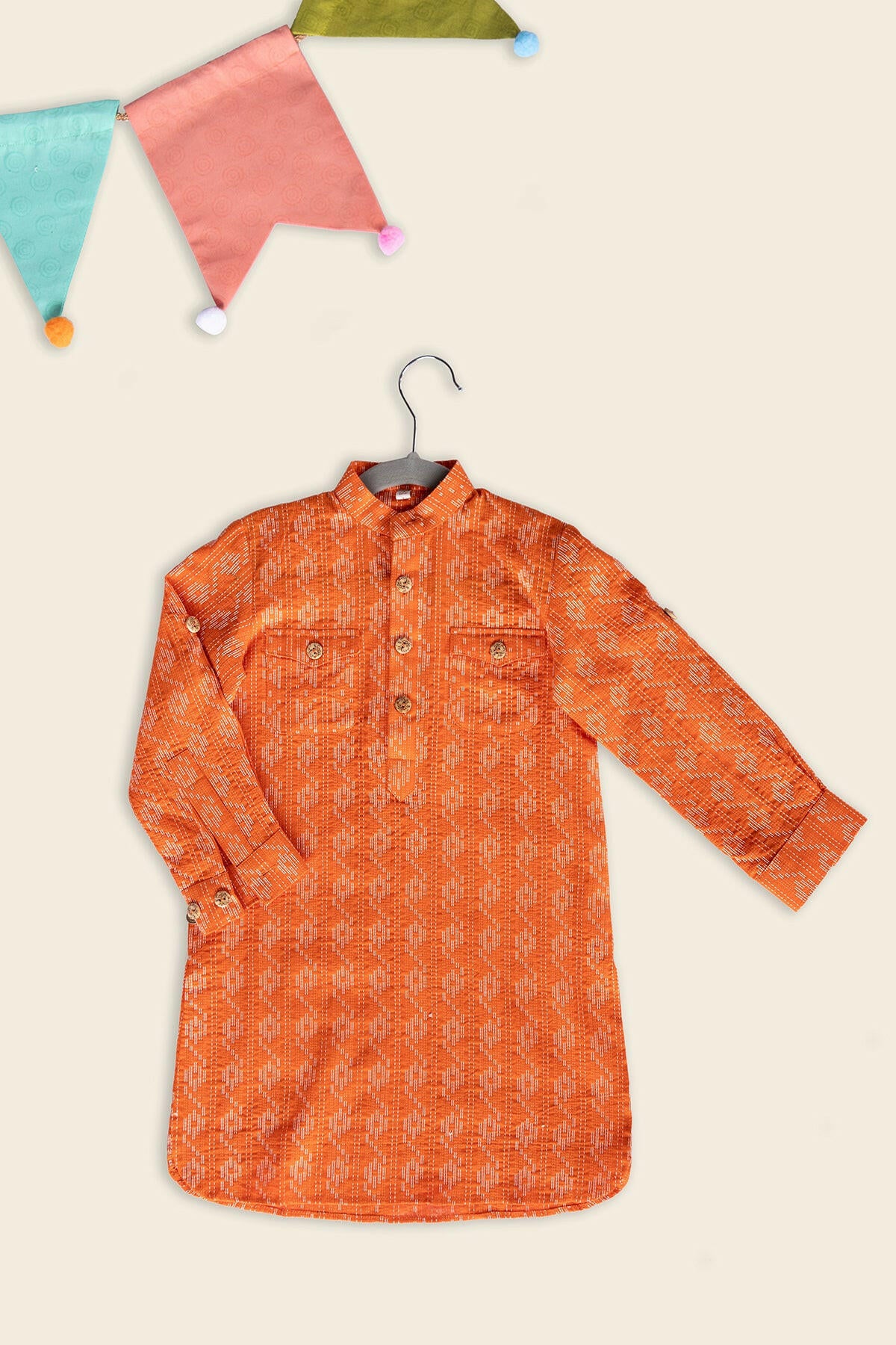 Orange Kantha Kurta