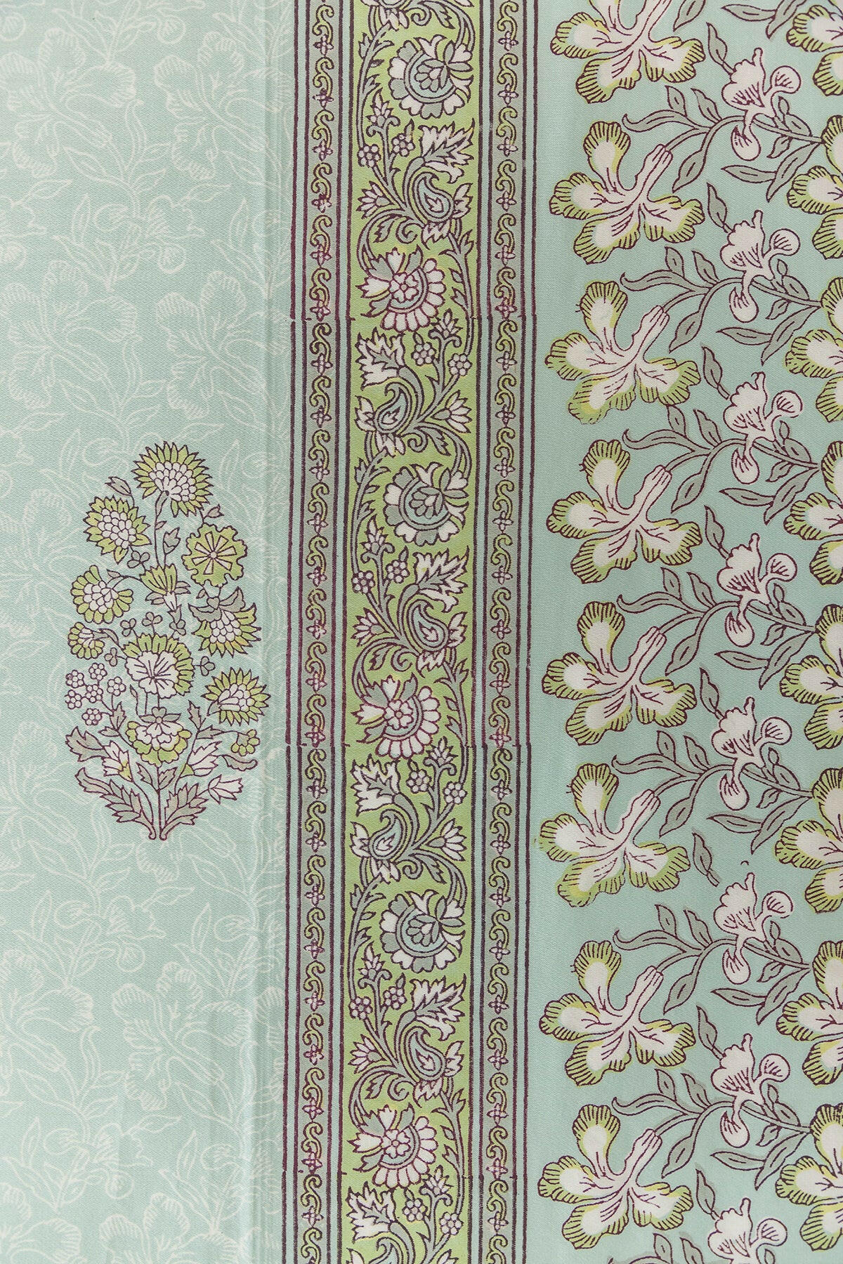 Mint Green Floral Cotton Bedcover