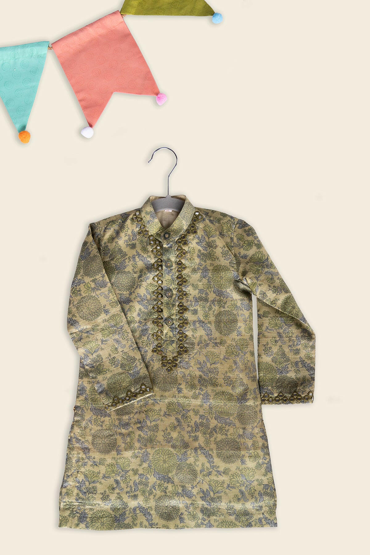 Olive Drab Kids Kurta
