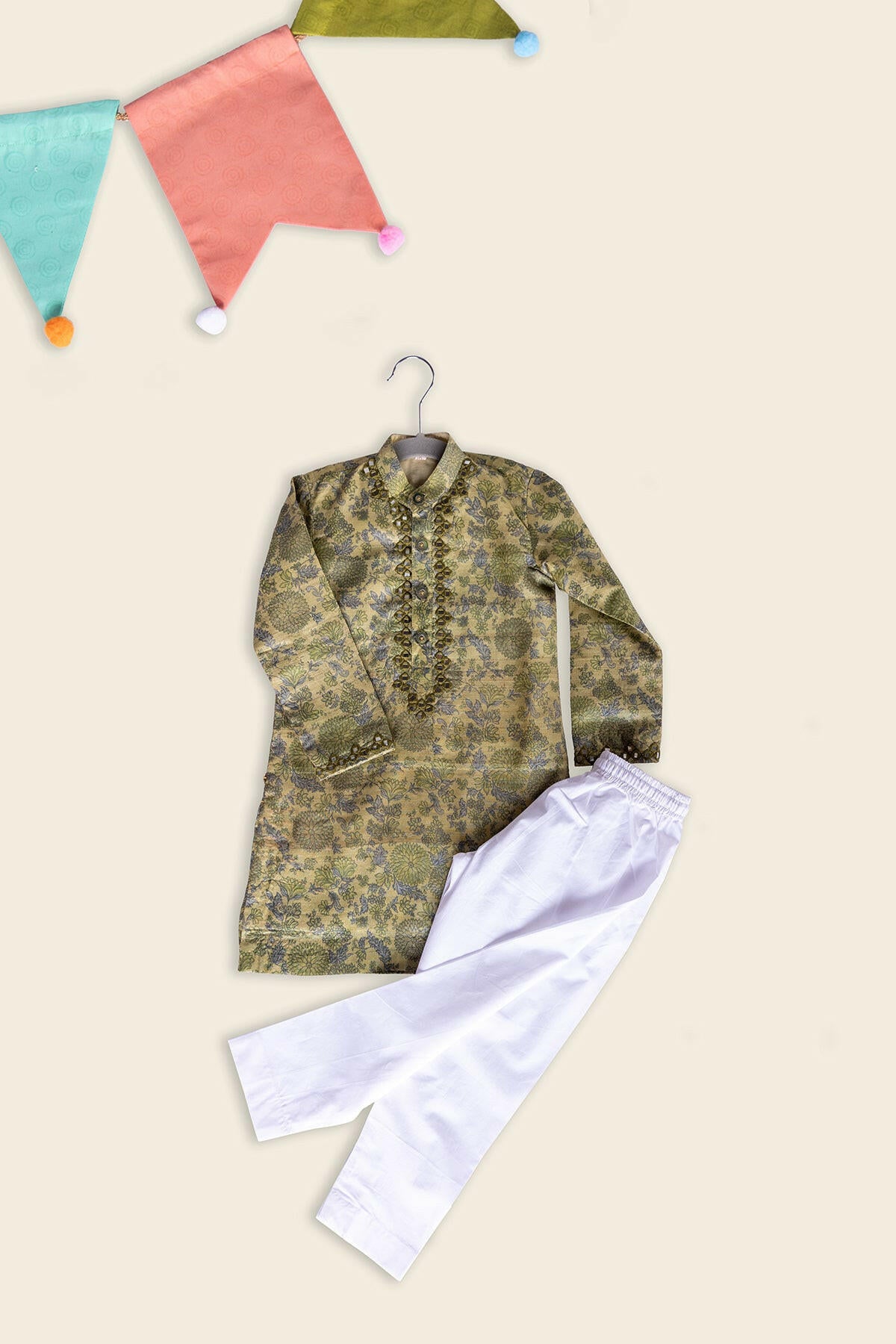 Olive Drab Kids Kurta