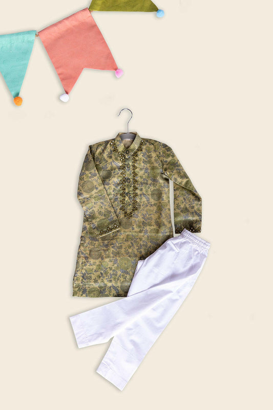 Olive Drab Kids Kurta