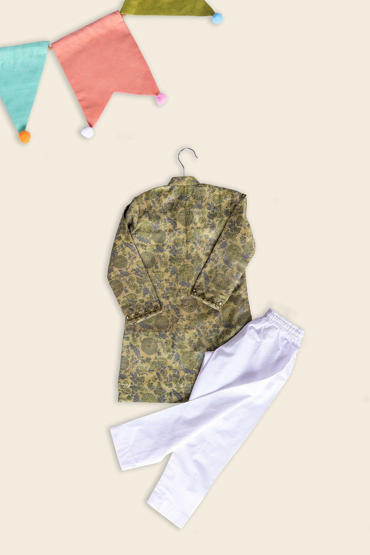 Olive Drab Kids Kurta