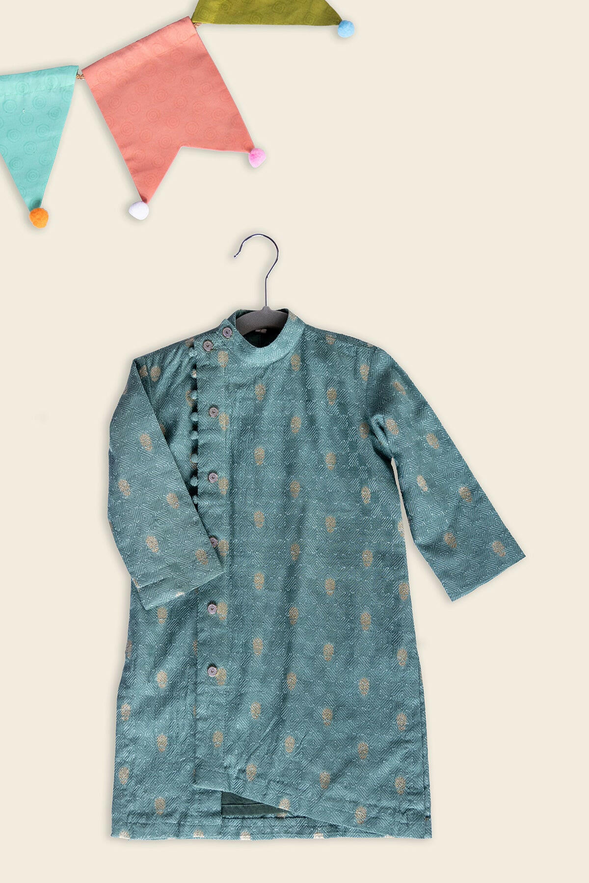 Dark Cyan Kids Kurta