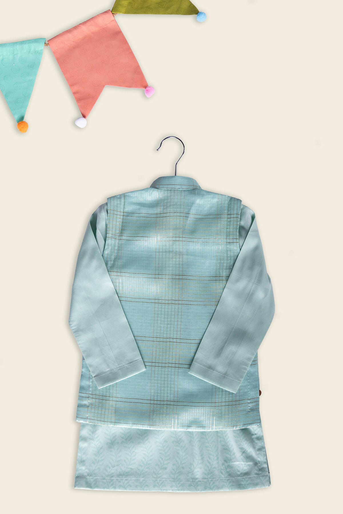 Aquamarine Kota Silk Kurta