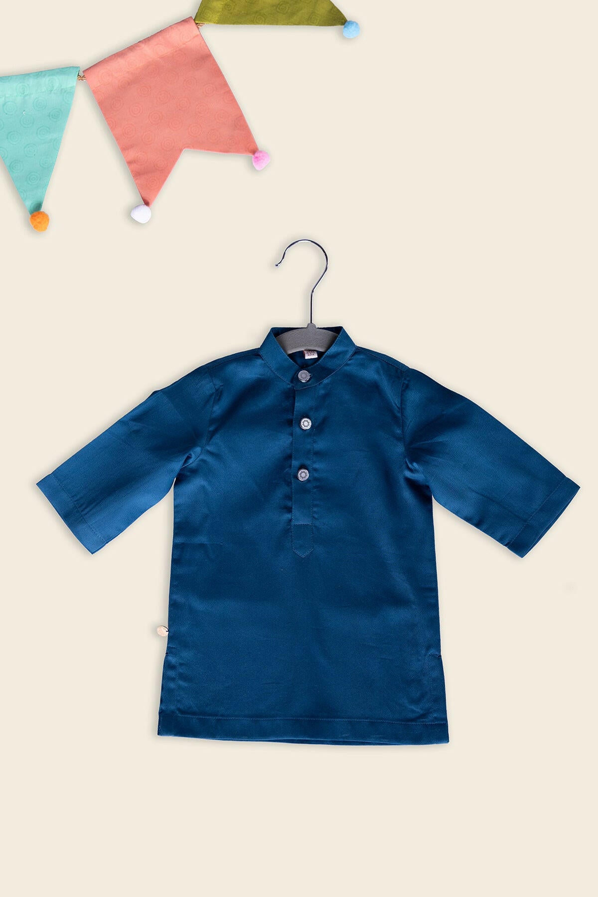 Teal Blue Embroidered Kurta Jacket Set