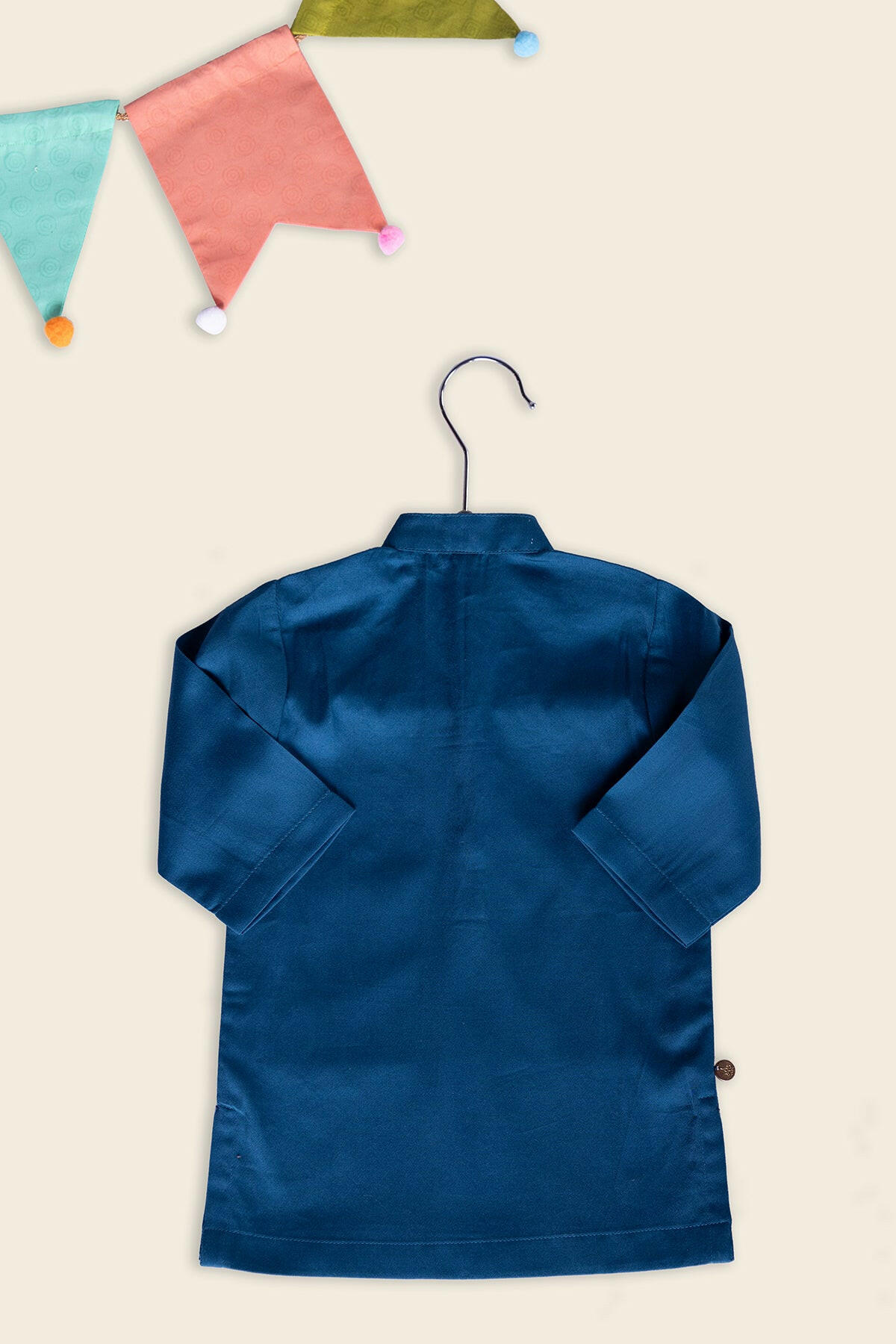 Teal Blue Embroidered Kurta Jacket Set