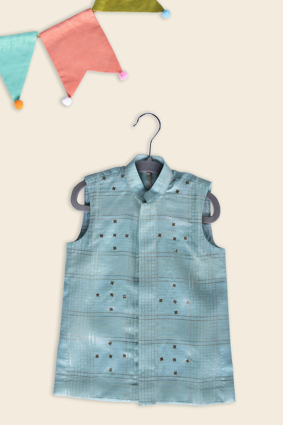 Aquamarine Kota Silk Kurta