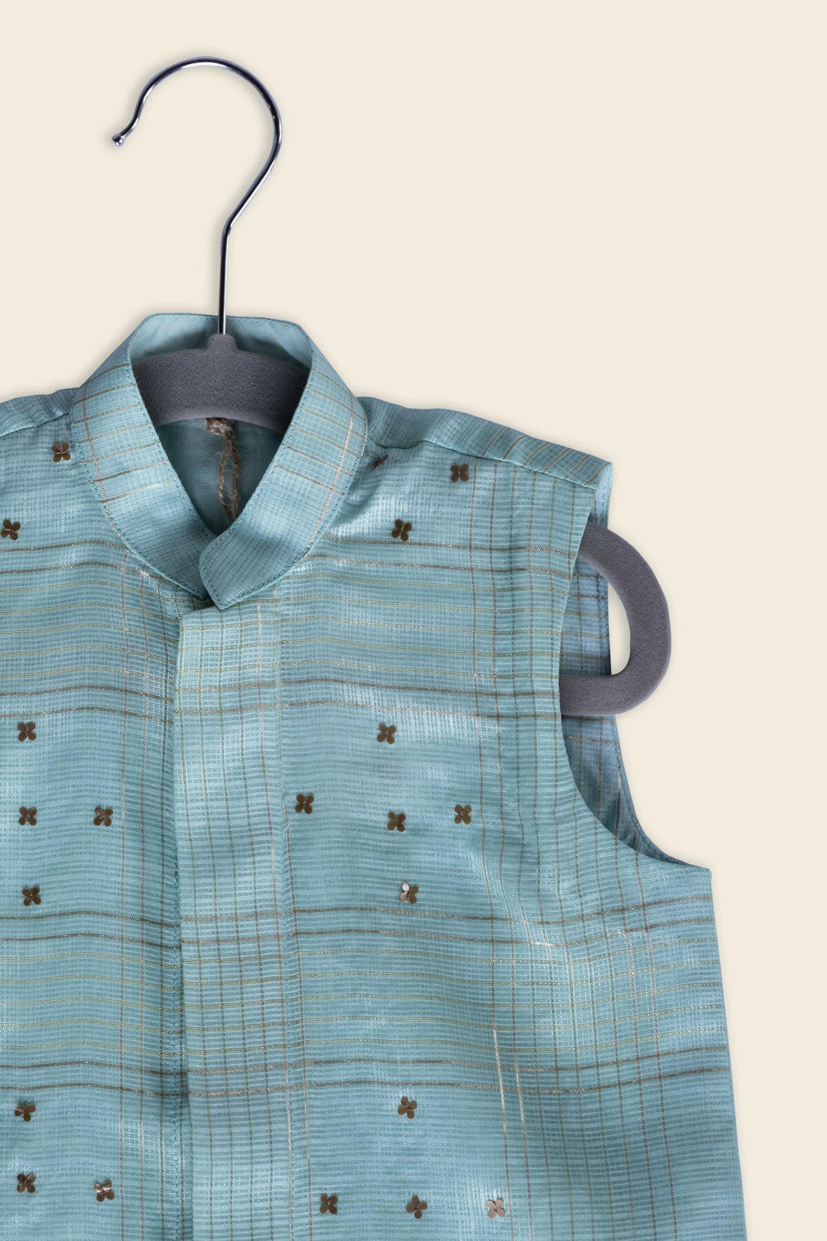 Aquamarine Kota Silk Kurta