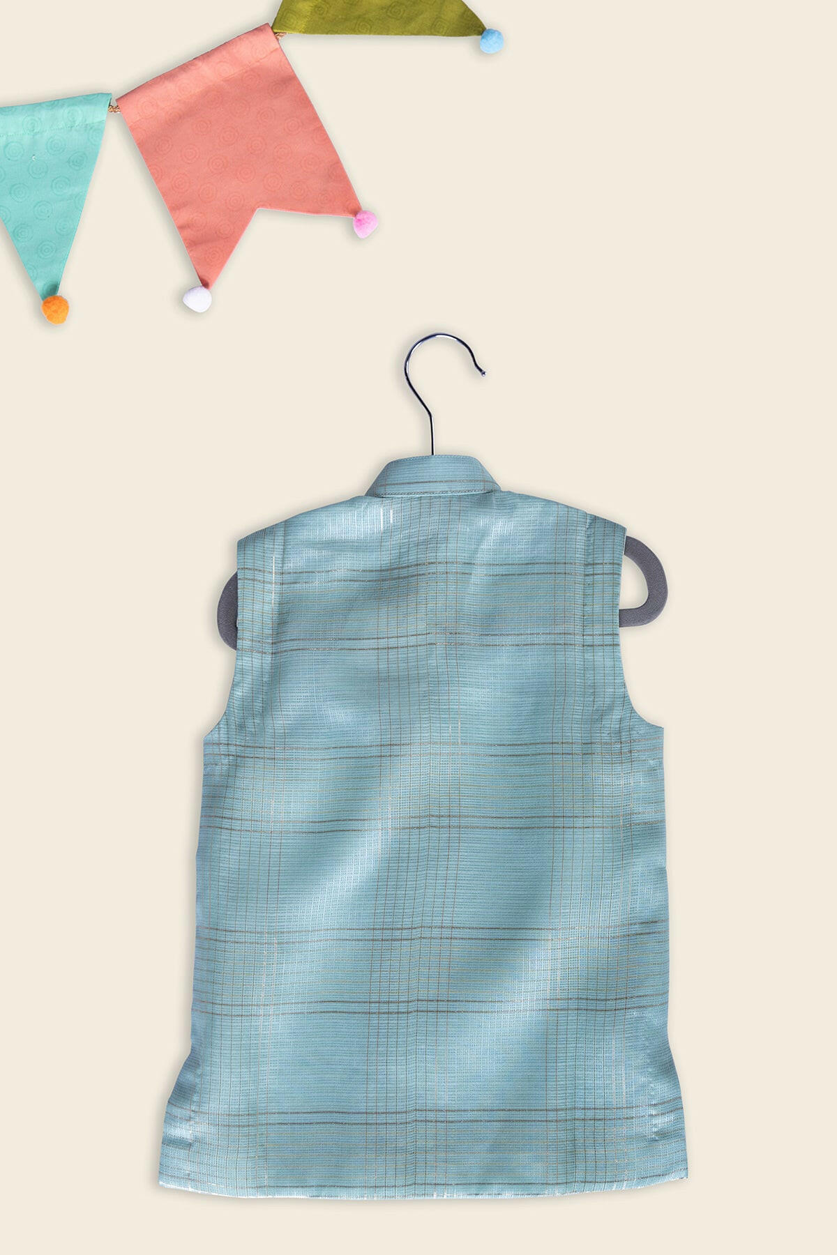 Aquamarine Kota Silk Kurta