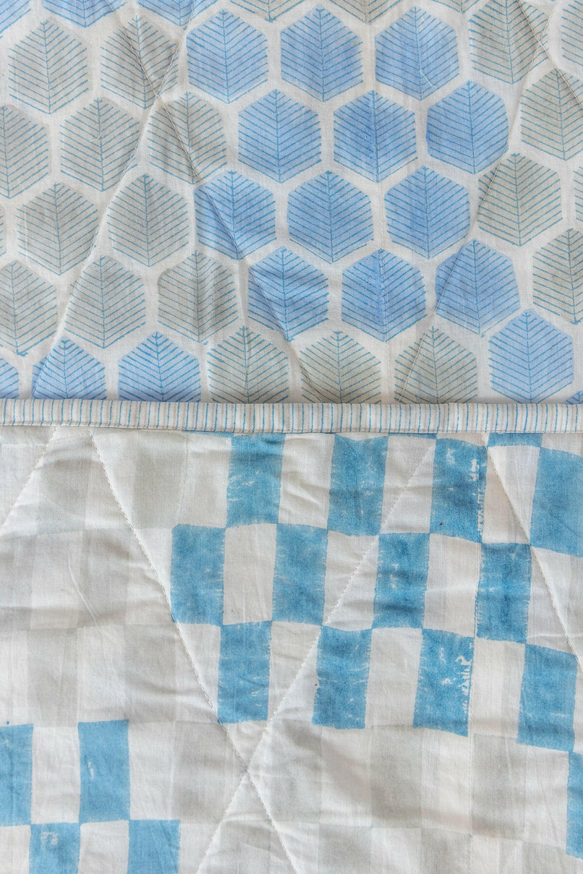 Blue & Grey Honeycomb Quilted Bedcover