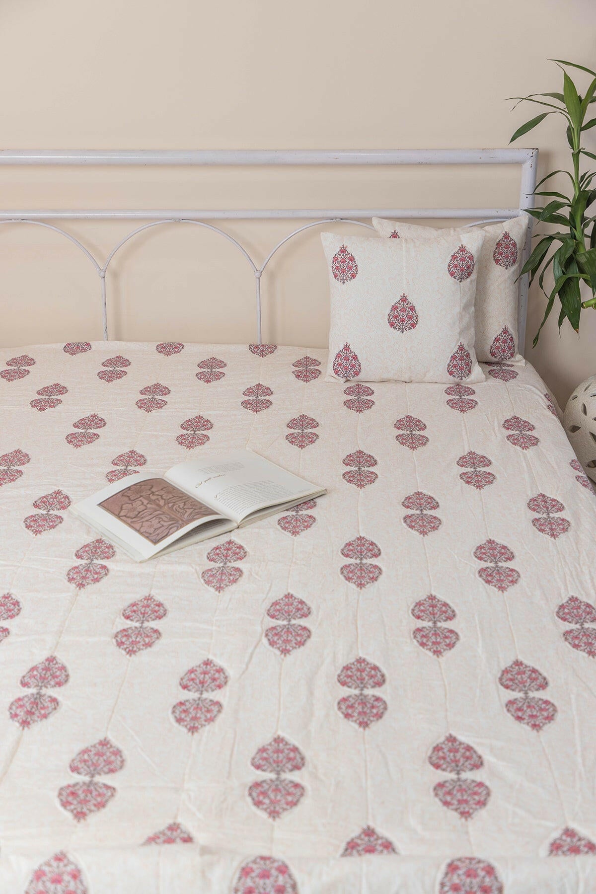 Mughal Miniature Quilted Bedcover