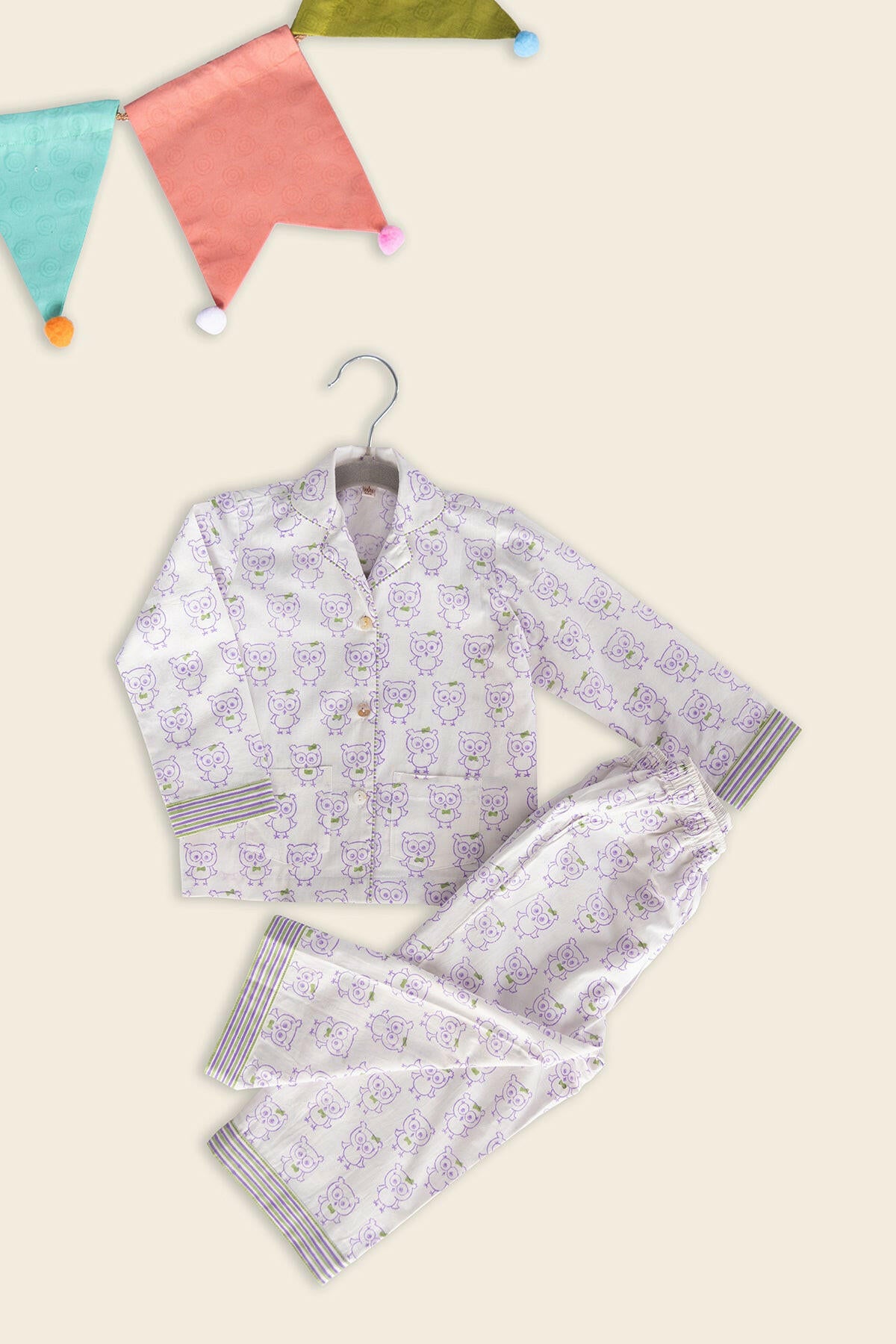 Lilac Owl Kids Night Suit