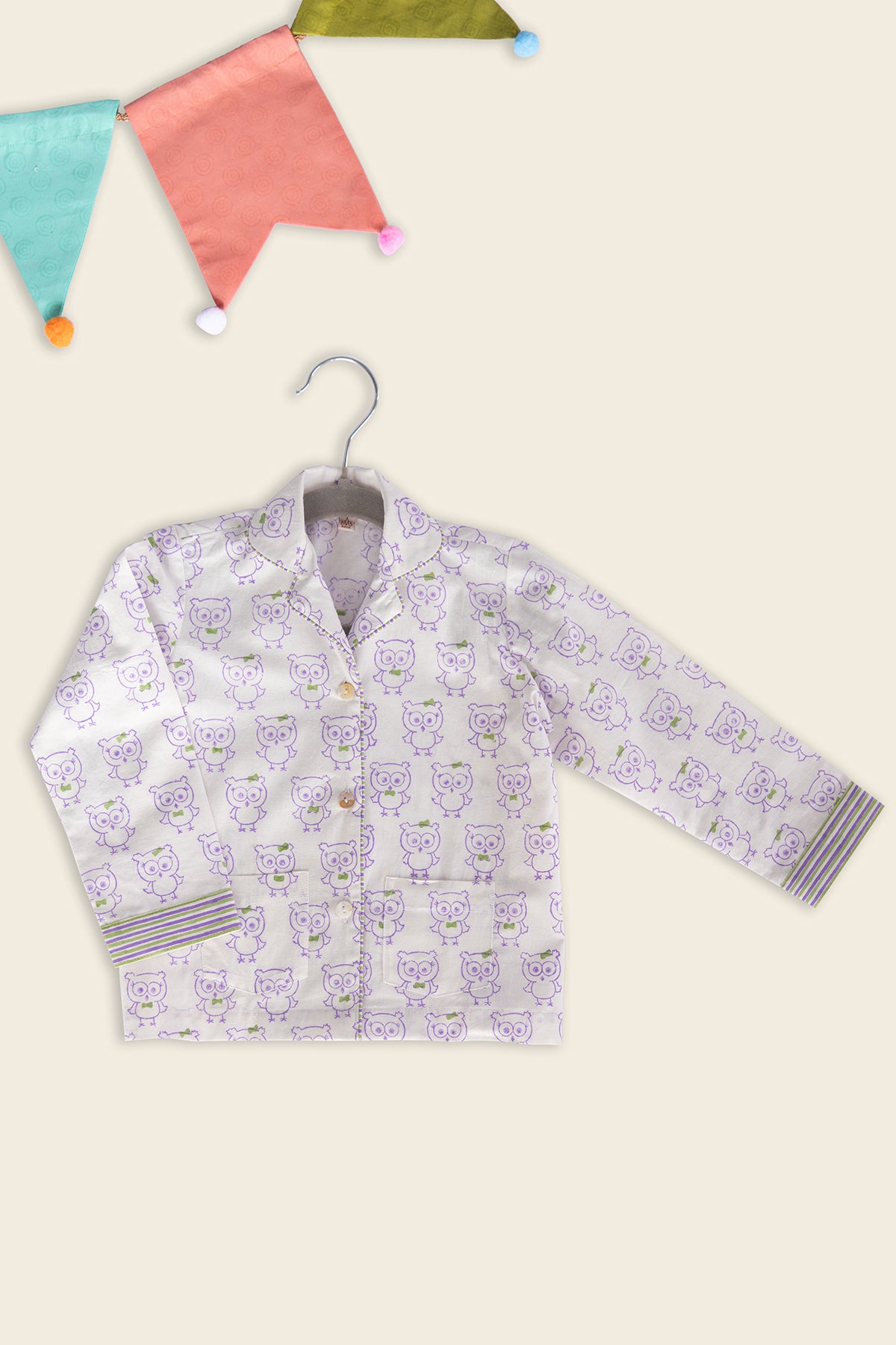 Lilac Owl Kids Night Suit
