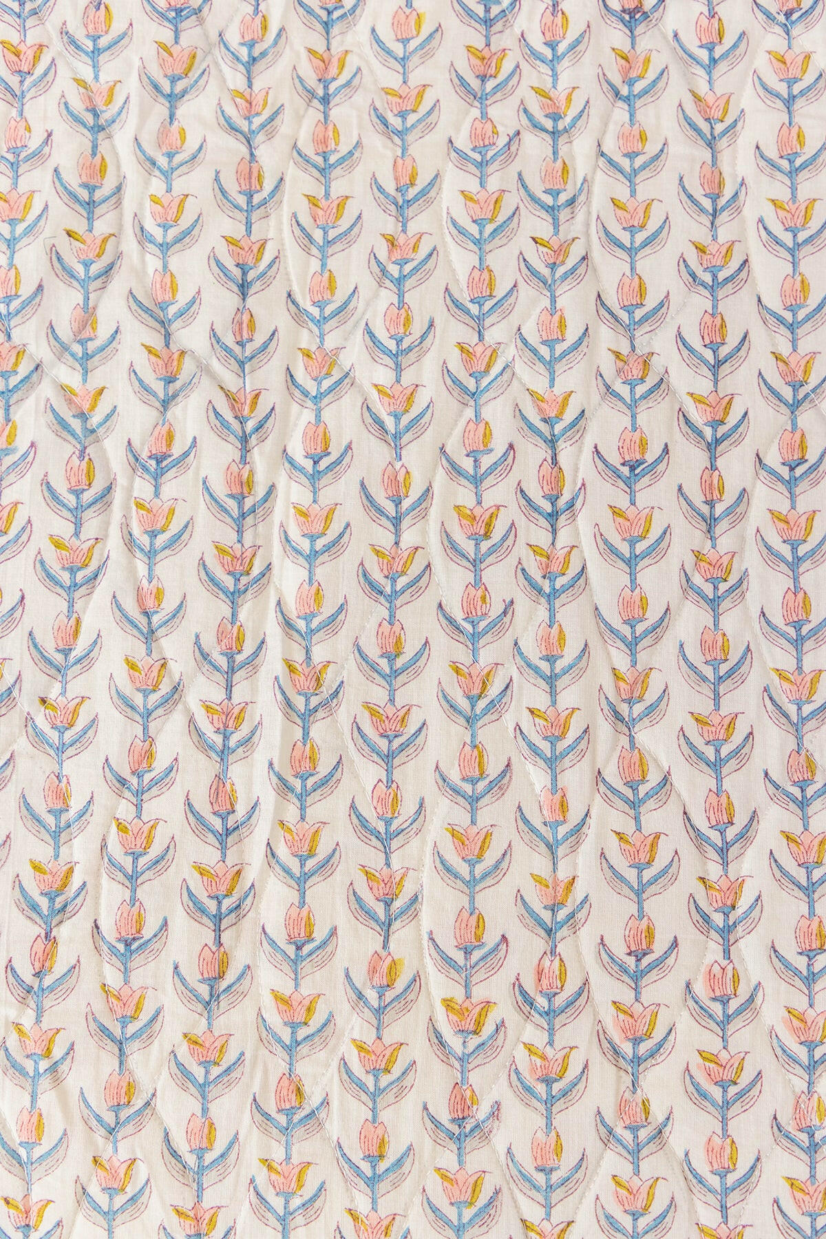 Peach Floral Quilted Bedcover