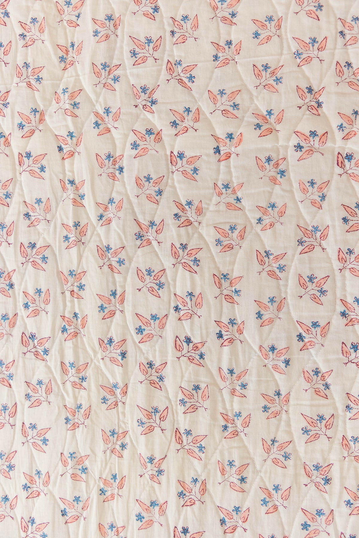 Peach Floral Quilted Bedcover