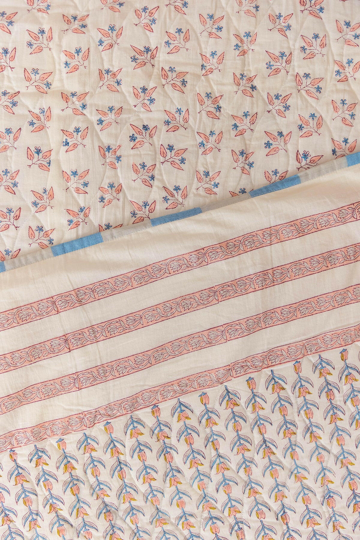 Peach Floral Quilted Bedcover