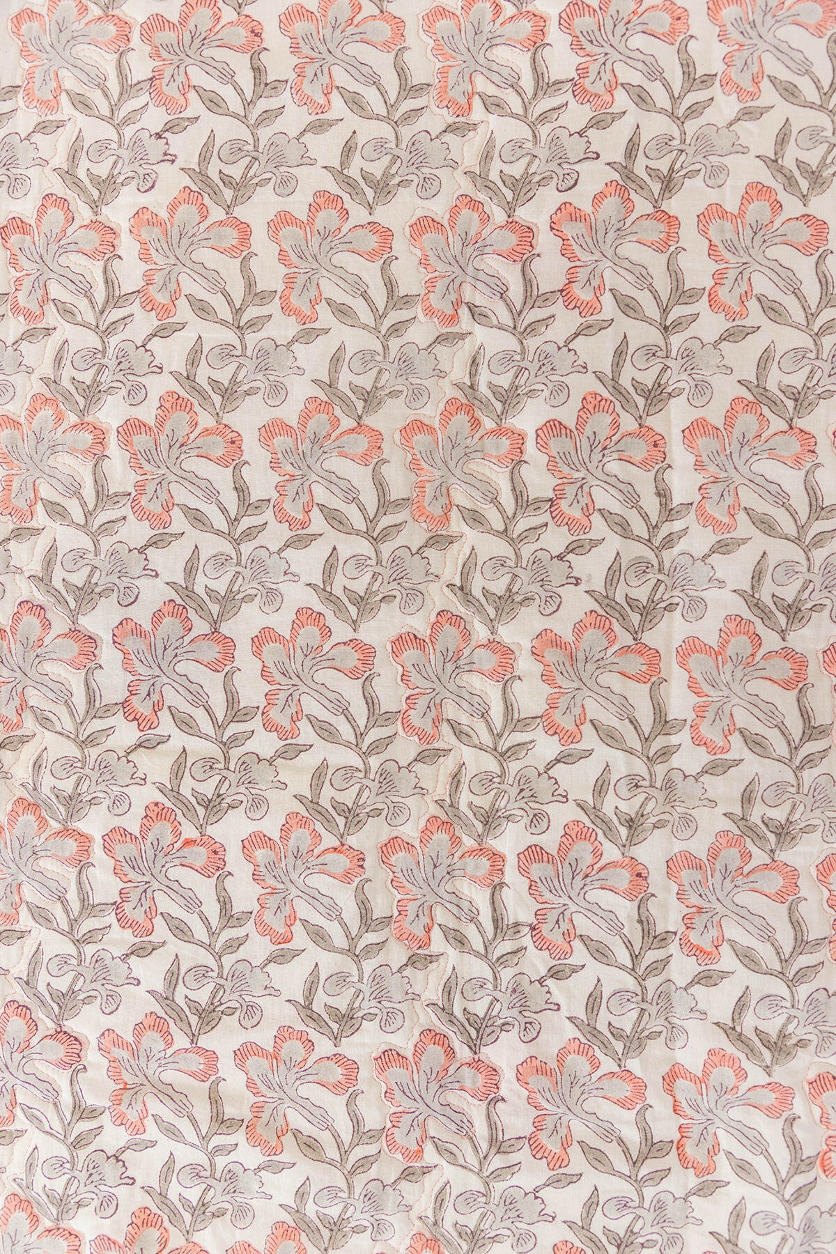 Peach & Grey Quilted Bedcover