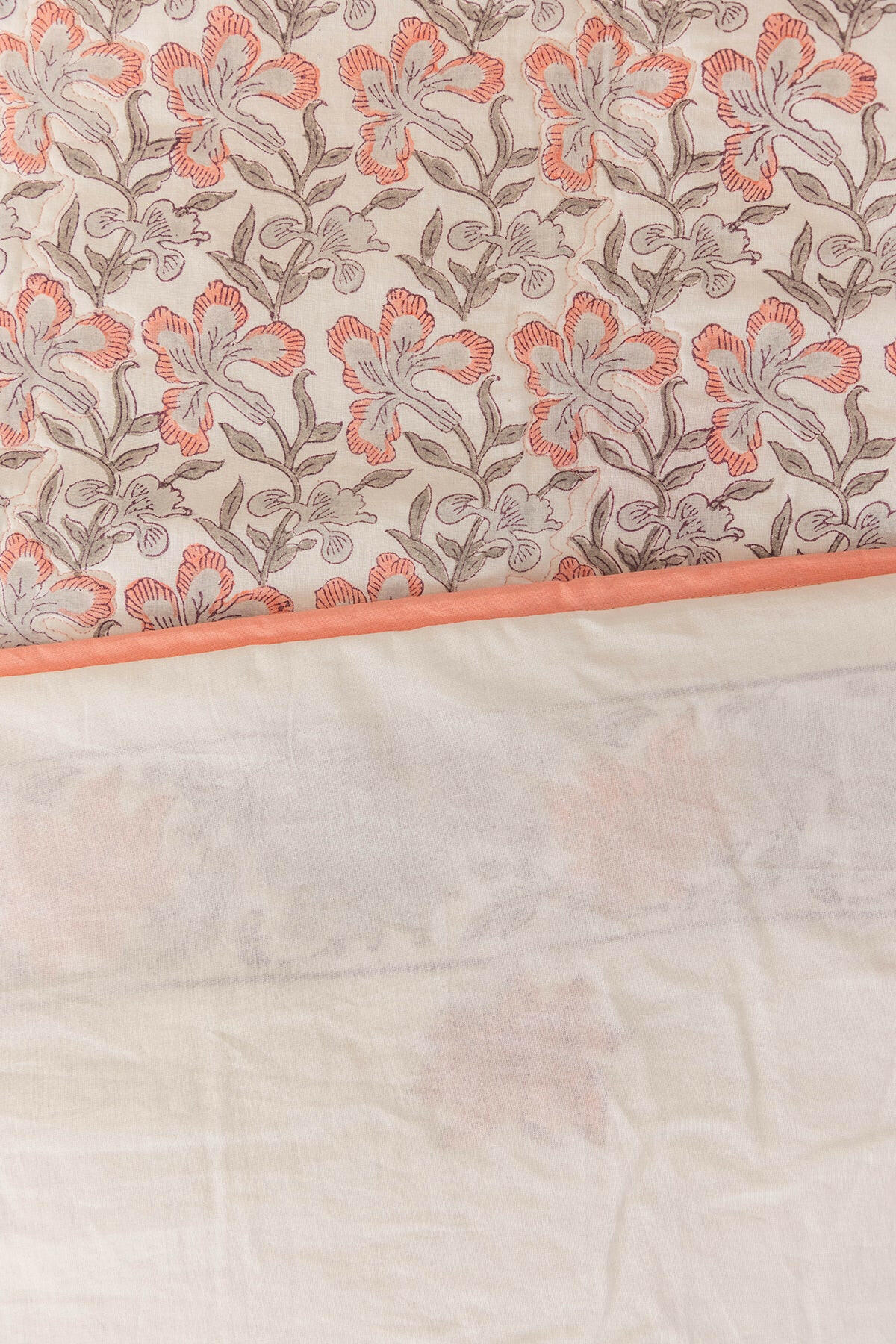 Peach & Grey Quilted Bedcover