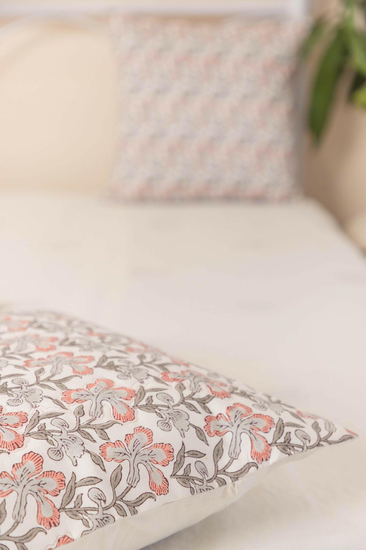 Peach & Grey Quilted Bedcover