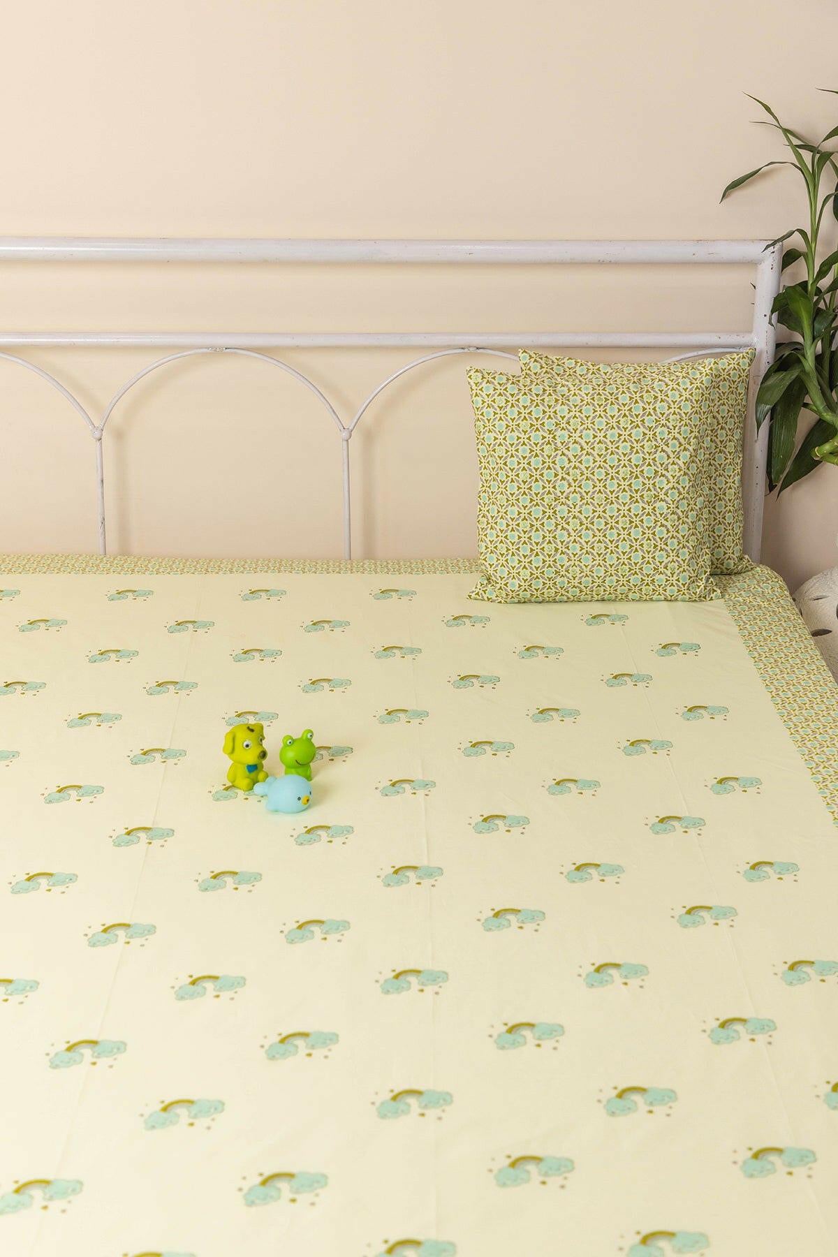 Yellow Clouds Kids Cotton Bedcover