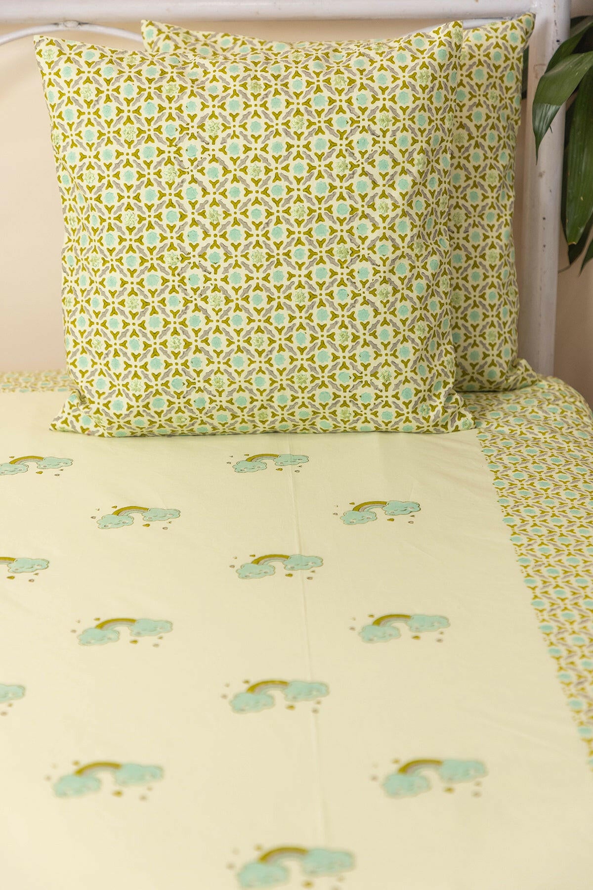 Yellow Clouds Kids Cotton Bedcover