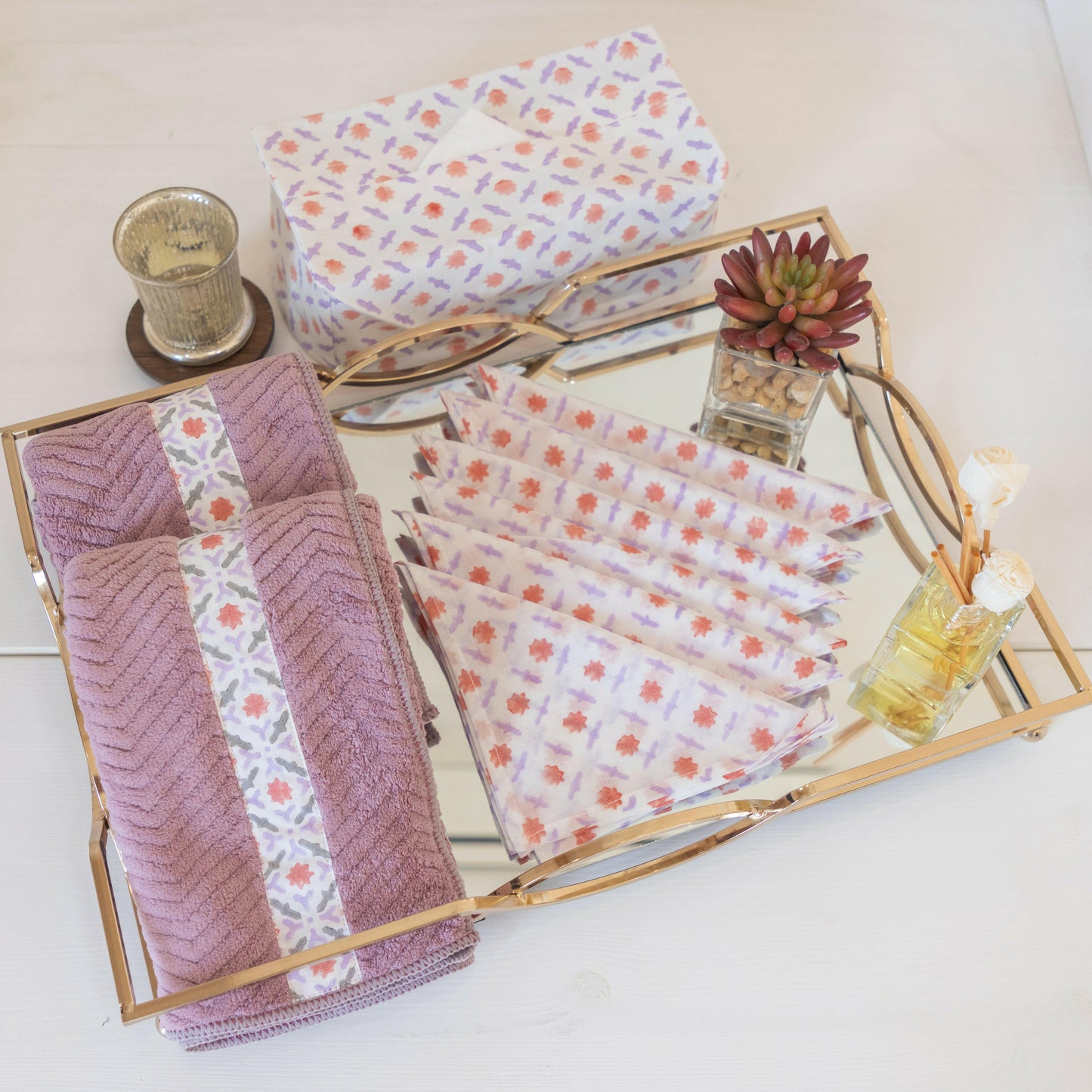 Purple Self Towel Set