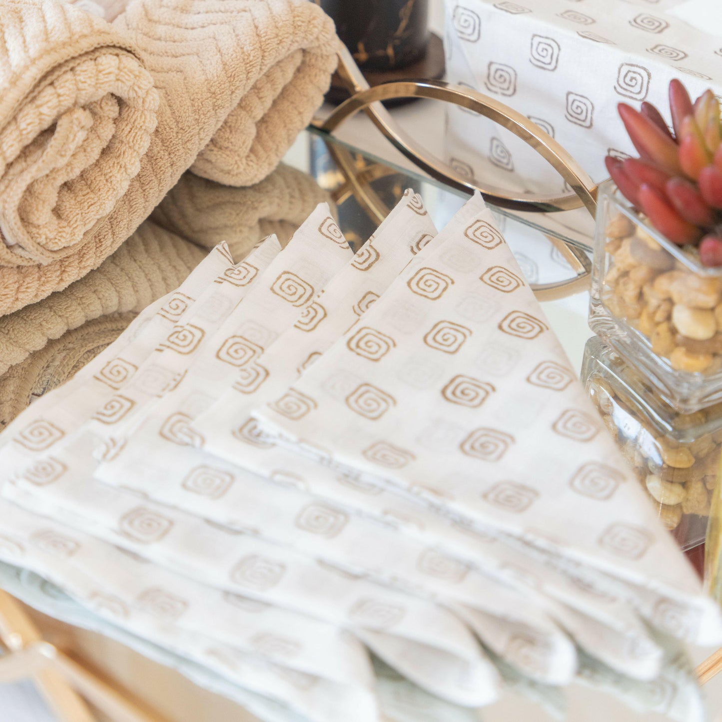 Light Brown Self Towel Set
